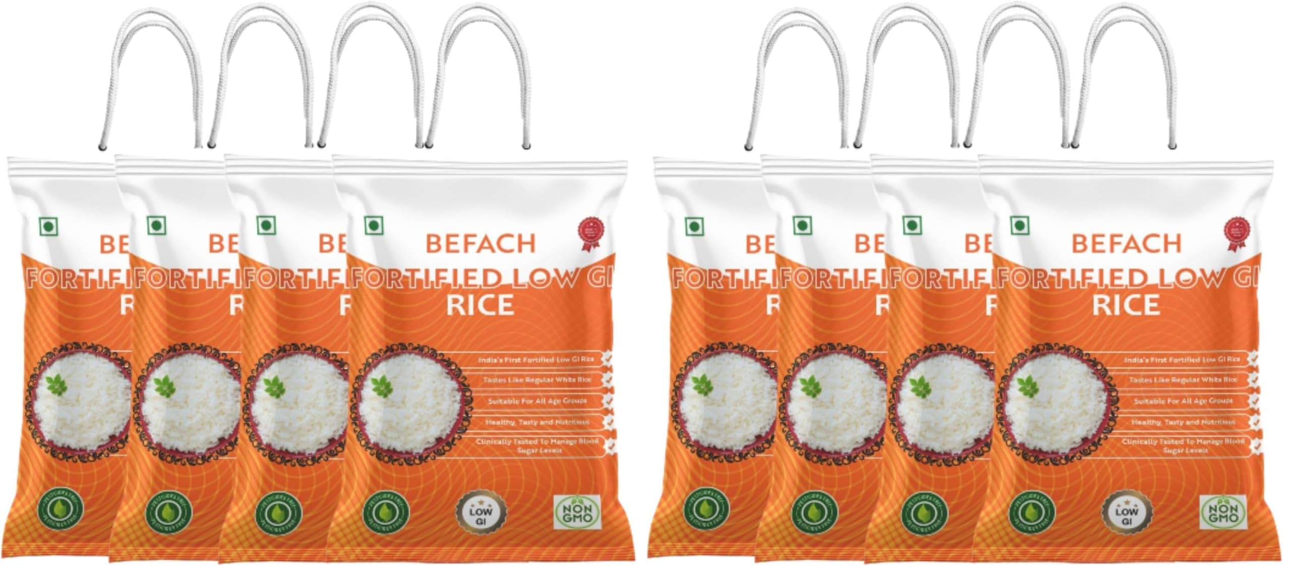 Befach Fortified Low GI Rice | Certified by National Institute of Nutrition | Low Sugar | Low GI | No Pesticides, Non GMO, Perfect for Diet & Diabetic People (4.5) (Pack of 2)-image-31