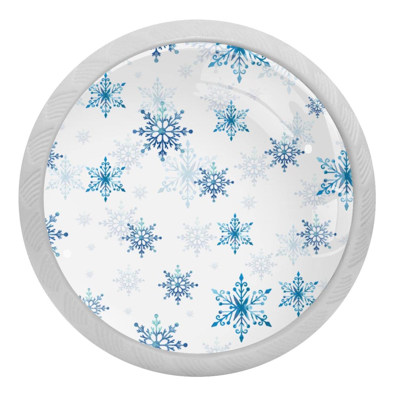 Poignées rondes fluorescentes 35mm flocon de neige bleu pour armoire