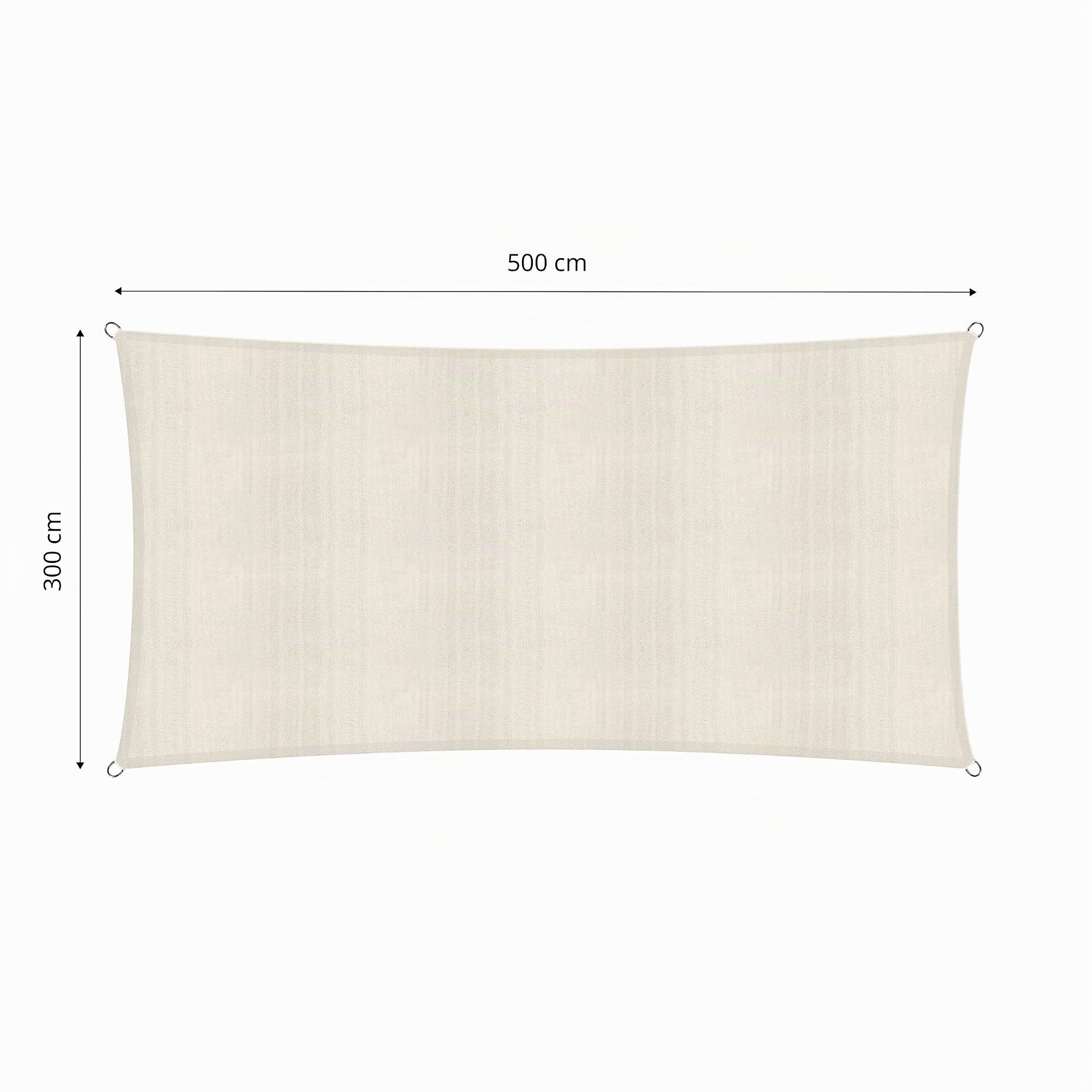 Lumaland Sonnensegel Rechteckig | 3 x 5 Meter | Wetterbeständiger Sonnenschutz inkl. Befestigungsseile | Terrasse, Garten & Balkon Schattenspender aus HDPE mit UV Schutz [Creme]