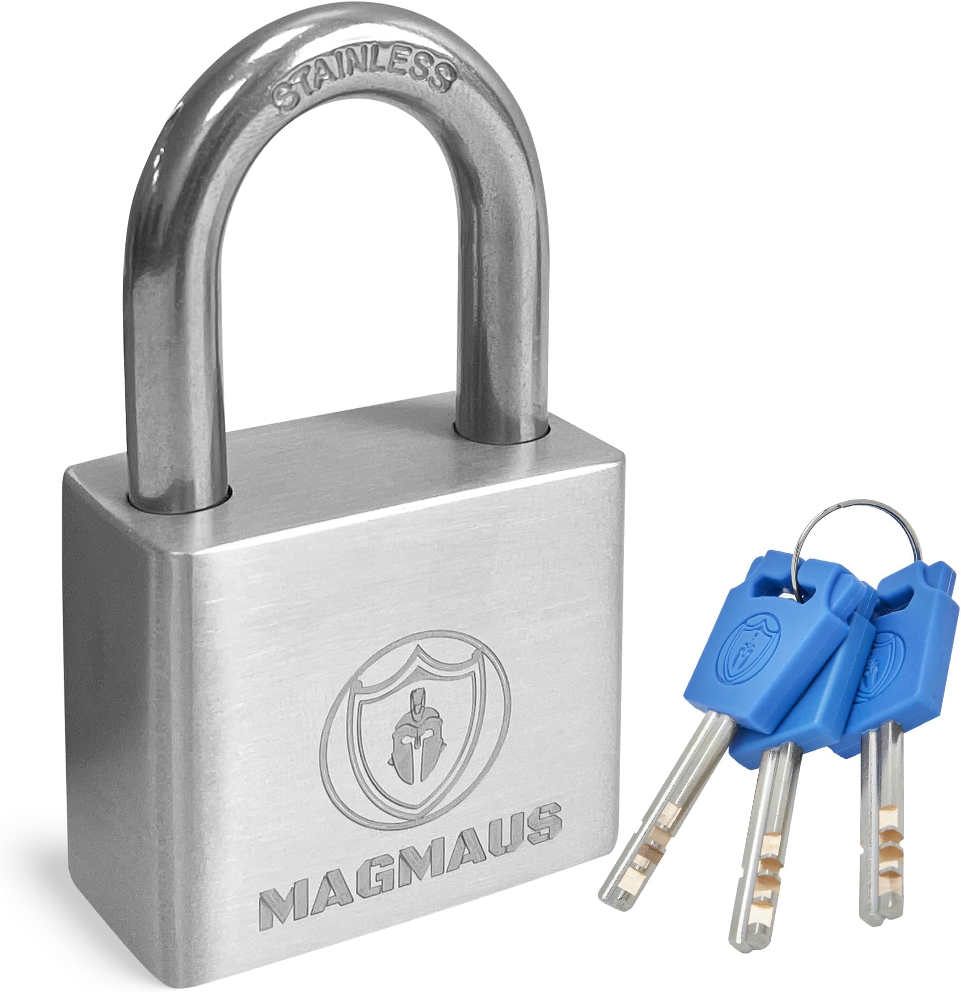 Magmaus® PDL40 [Never-Rust] Heavy Duty Waterproof Outdoor Padlock with 3 Keys - Stainless Steel - [High Security Protection] - Ideal Gate or Shed Lock