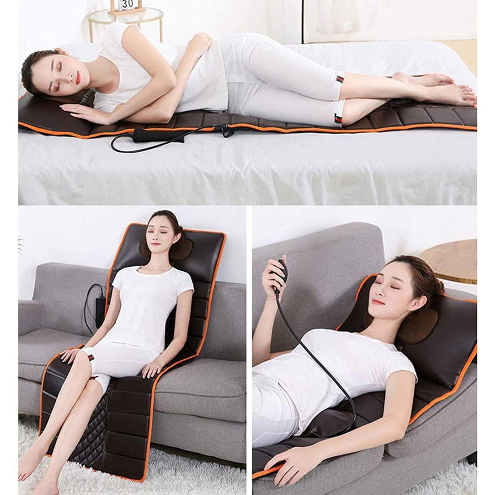 Esterilla de masaje con calefacción para todo el cuerpo con almohadilla de masaje de espalda con calor y 20 cabezales de masaje para amasar el cuello, para aliviar el dolor de espalda, lumbares, pier
