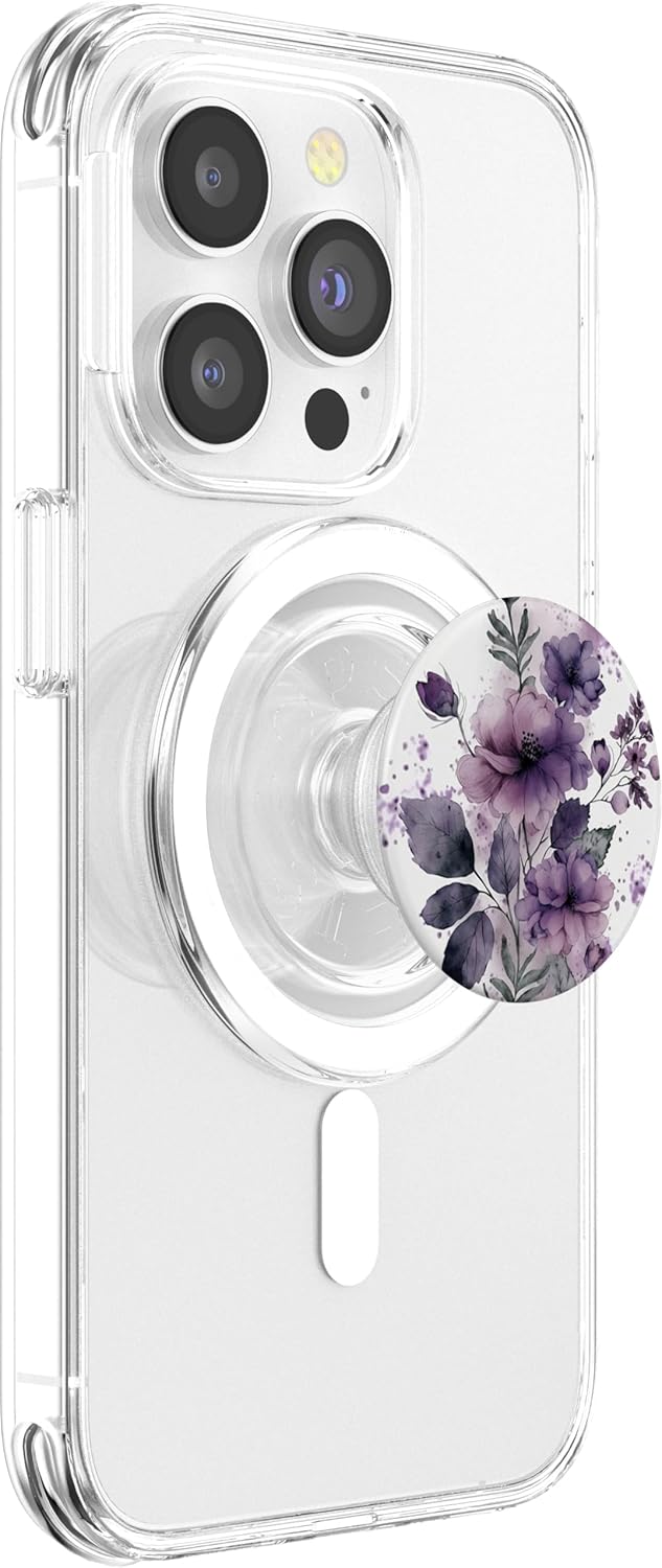 Purple Lavender Blossom Leaves Flower Floral Girly PopSockets PopGrip for MagSafe - Image 4