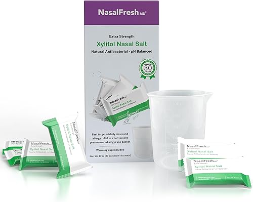 NASALFRESH MD - Sobres de enjuague nasal de xilitol de fuerza extra - Fórmula clínica basada en 7.5g para alivio de los senos nasales, congestión,