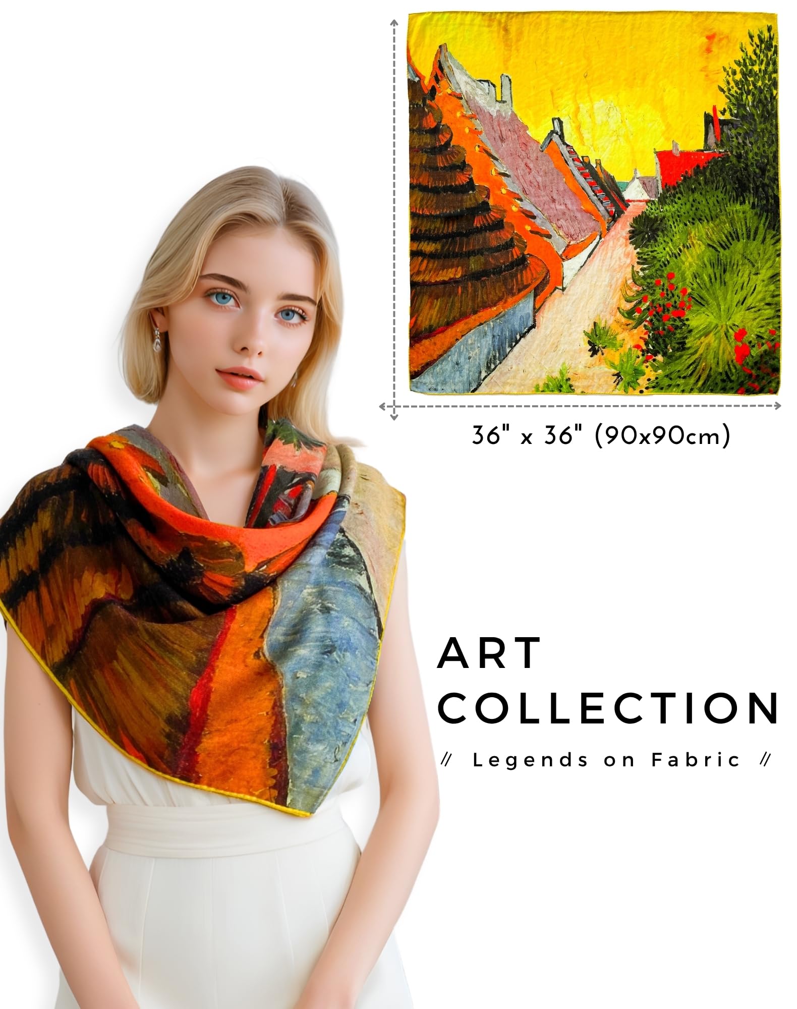PoeticEHome Scialli in Cashmere per Donna 90x90 cm - Sciarpe Quadrate Leggere come una Piuma con Stampa Artistica, Confezione Regalo