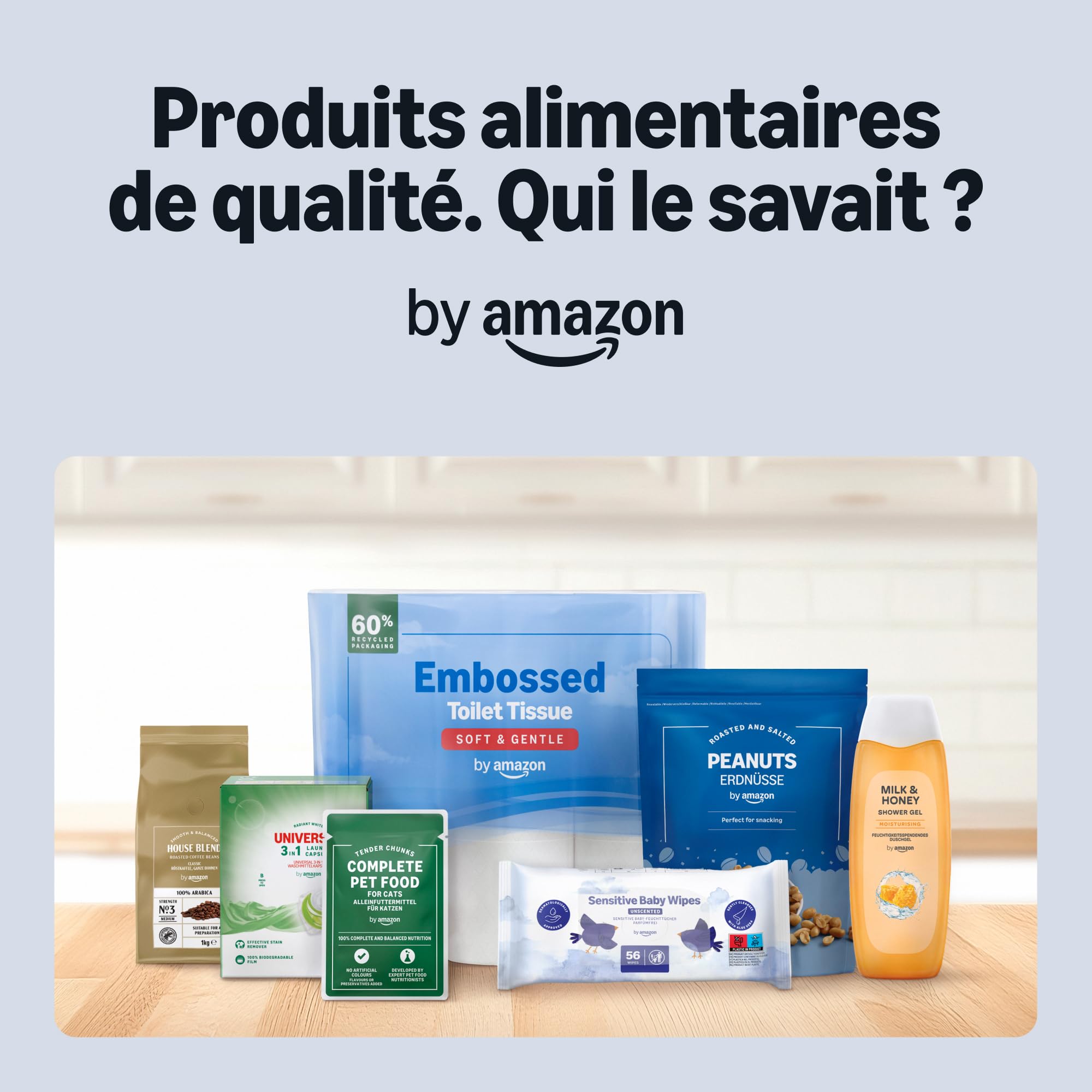 by Amazon Mouchoirs en Papier 4 Épaisseurs, 1 200 Feuilles (12 Paquets de 100 Feuilles)