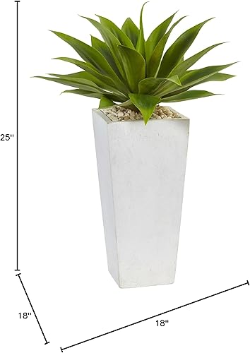 Miniatura 4 de Nearly Natural Planta artificial de agave en maceta blanca