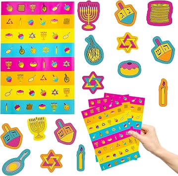 The Dreidel Company Hanukkah Sticker Pieces, Great for Arts and Crafts, Decoration, Party Favors, 1008 Stickers Style 1