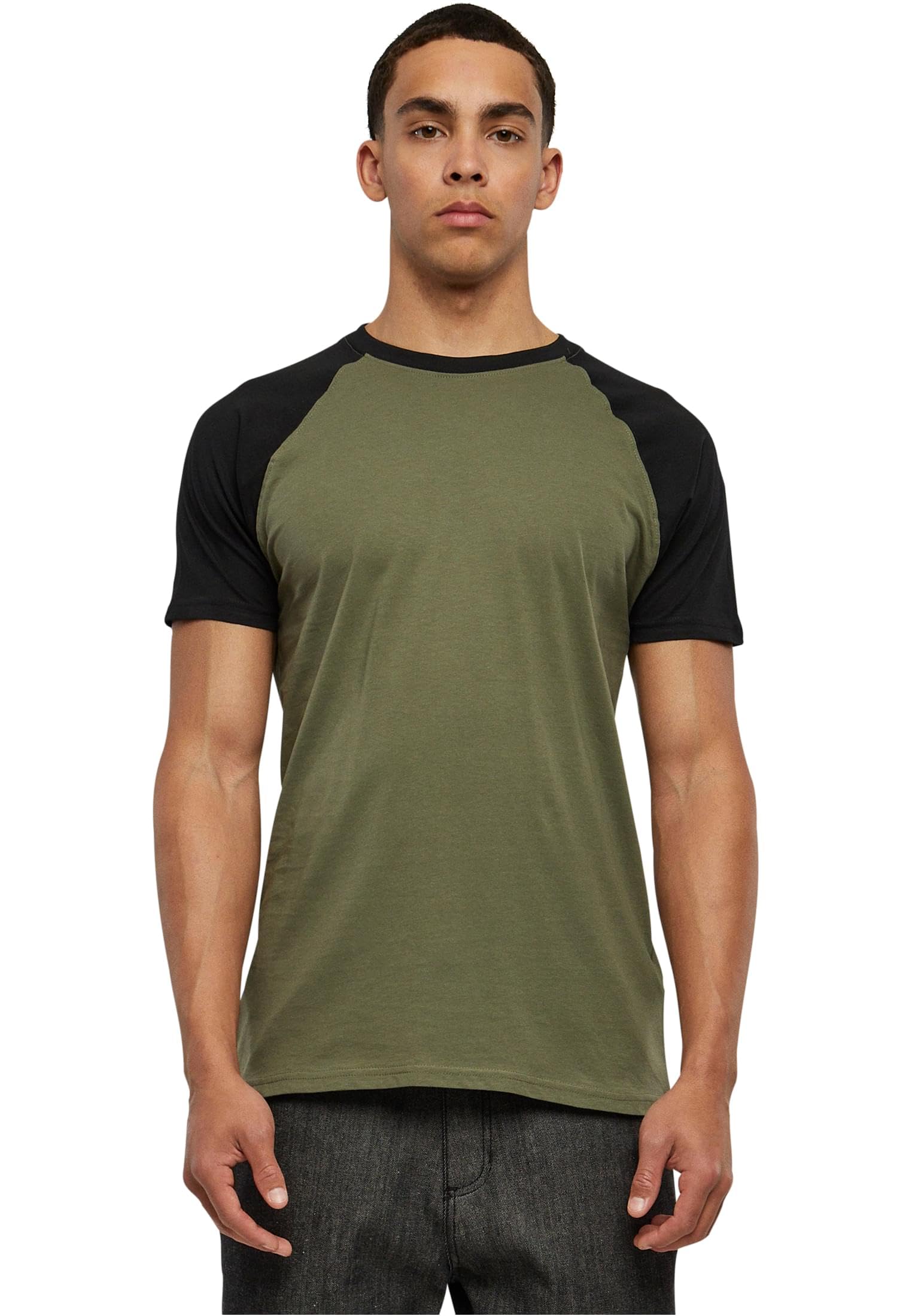 Urban Classics mens Raglan Contrast Tee, olive/black, 5XL