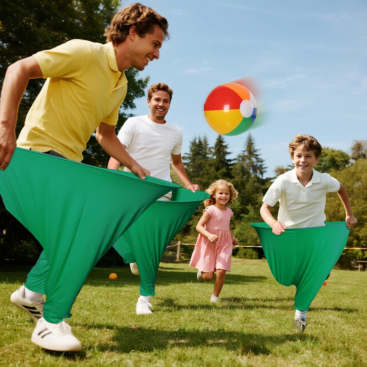 7 Pcs Granny Pants Yard Game Set – Large & Small Pants with 4 Bouncy Balls and 1 Air Pump,Fun Parent-Child Outdoor Game for Family Reunion, Group Parties & Backyard Activities
