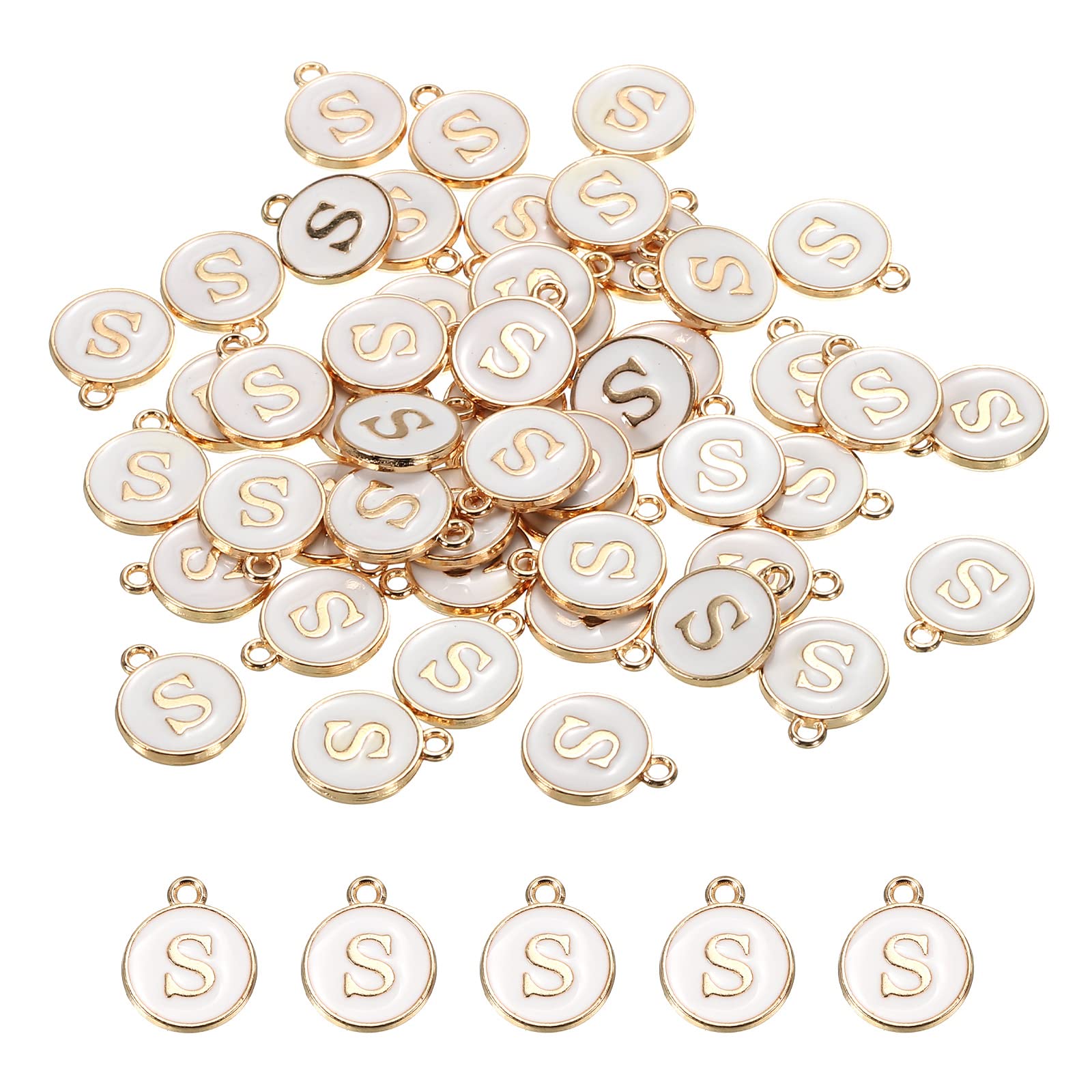 MECCANIXITYAlphabet Letter Charm Double Sided Alphabet Pendant, for Necklace Bracelet Earring Jewelry Making