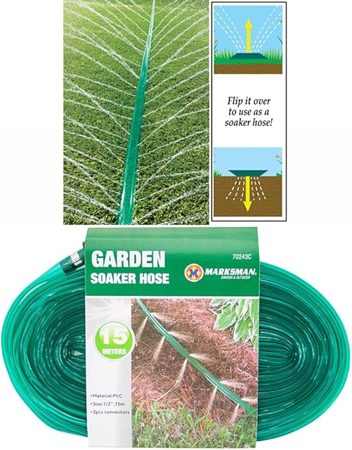 BARGAINS-GALORE 15m Garden Soaker Hose Pipe - Irrigation Sprinkler System, Bed & Plant Rows | Ideal For Young Seedlings, Lawn, Flowers, Grass, Hedges, All Plants & Vegetables