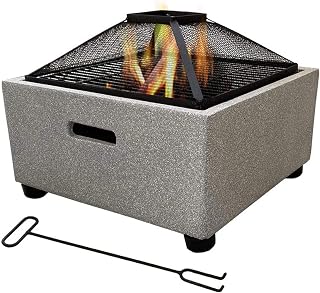 Fire Bowls for Garden, Fire Pit with Grill Shelf, Magnesium Oxide Base, Smoker Barbeque Grill for Outdoor Garden Barbecue Excursion Camping