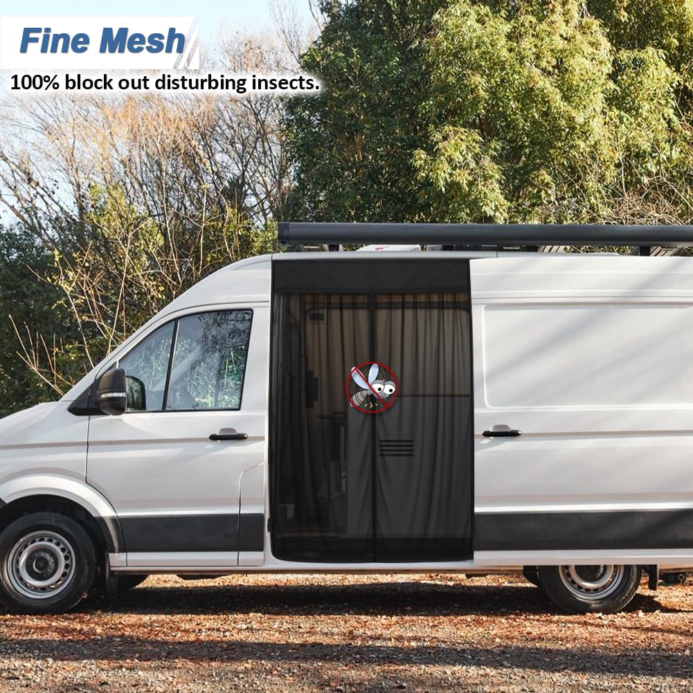 Mosquitera Compatible con VW Crafter II 2017- para Puerta Corrediza | Mosquitera Magnética Protección contra Insectos y Solar, Red de Sombra para Puerta Lateral Camping