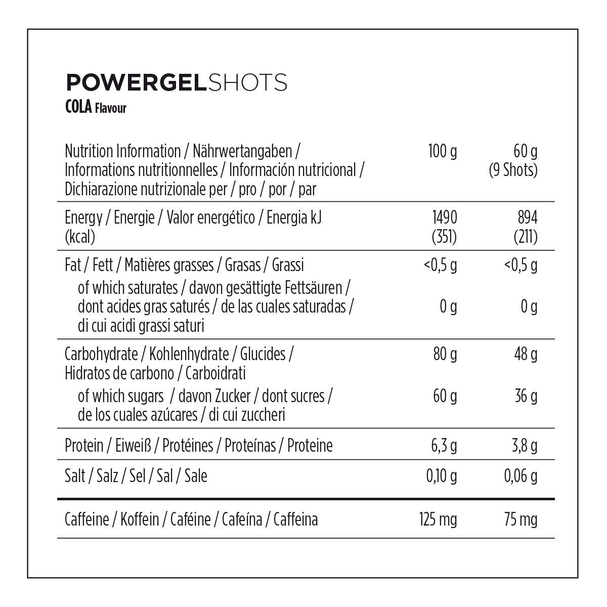 PowerBar PowerGel Shots Cola 16x60 g - High Carb Energy Gums + C2MAX + 75 mg Caffeine