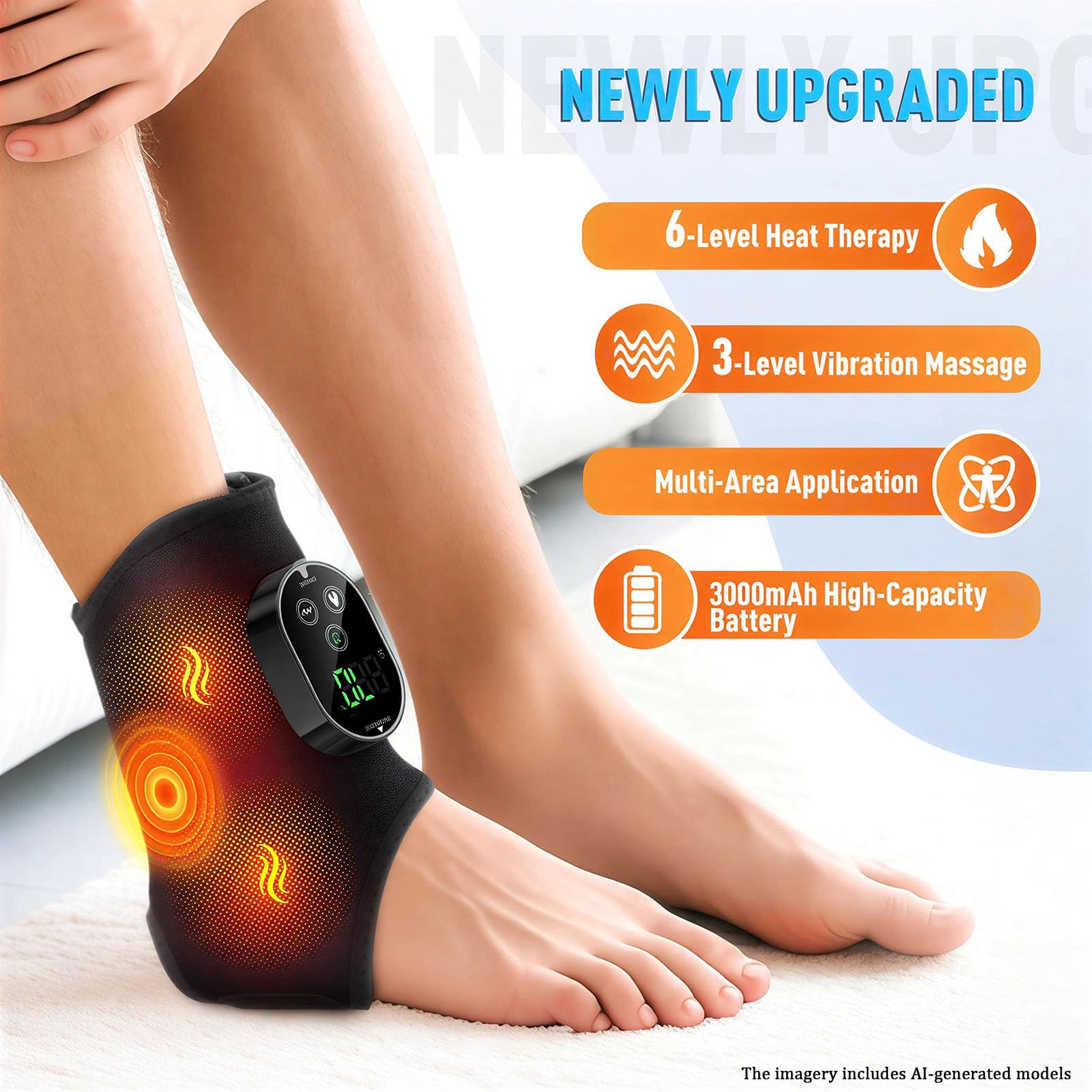 Massaggiatore per piedi senza fili per neuropatia, 6 livelli di calore e 3 modalità di vibrazione, batteria da 3000 mAh, per alleviare il dolore, promuovere la circolazione sanguigna e il