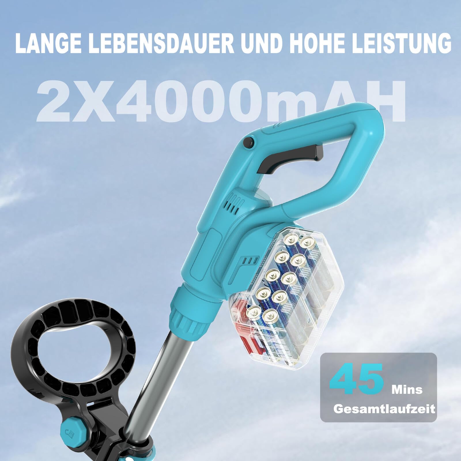 Rasentrimmer Mit Akku Für Makita Rasentrimmer,4 in 1 Akku Rasentrimmer Mit 2 Akku Und 4 Arten Klingen, 21V Freischneider mit Unkrautbürste für Garden Trimme