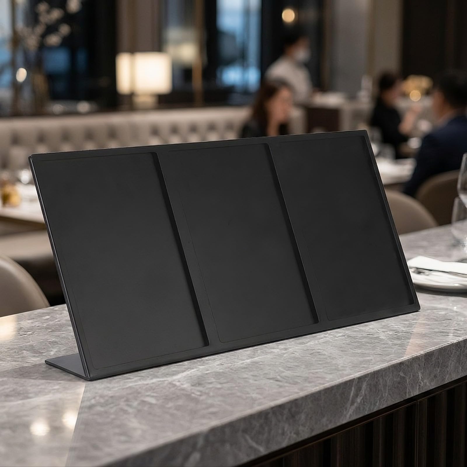 MERIGLARE Expositor Menús Estable Soporte Mesa con Pata, Metálico, Portamenús, para Mostrador, Celebraciones, Restaurantes, Cafeterías, Doble Hilera