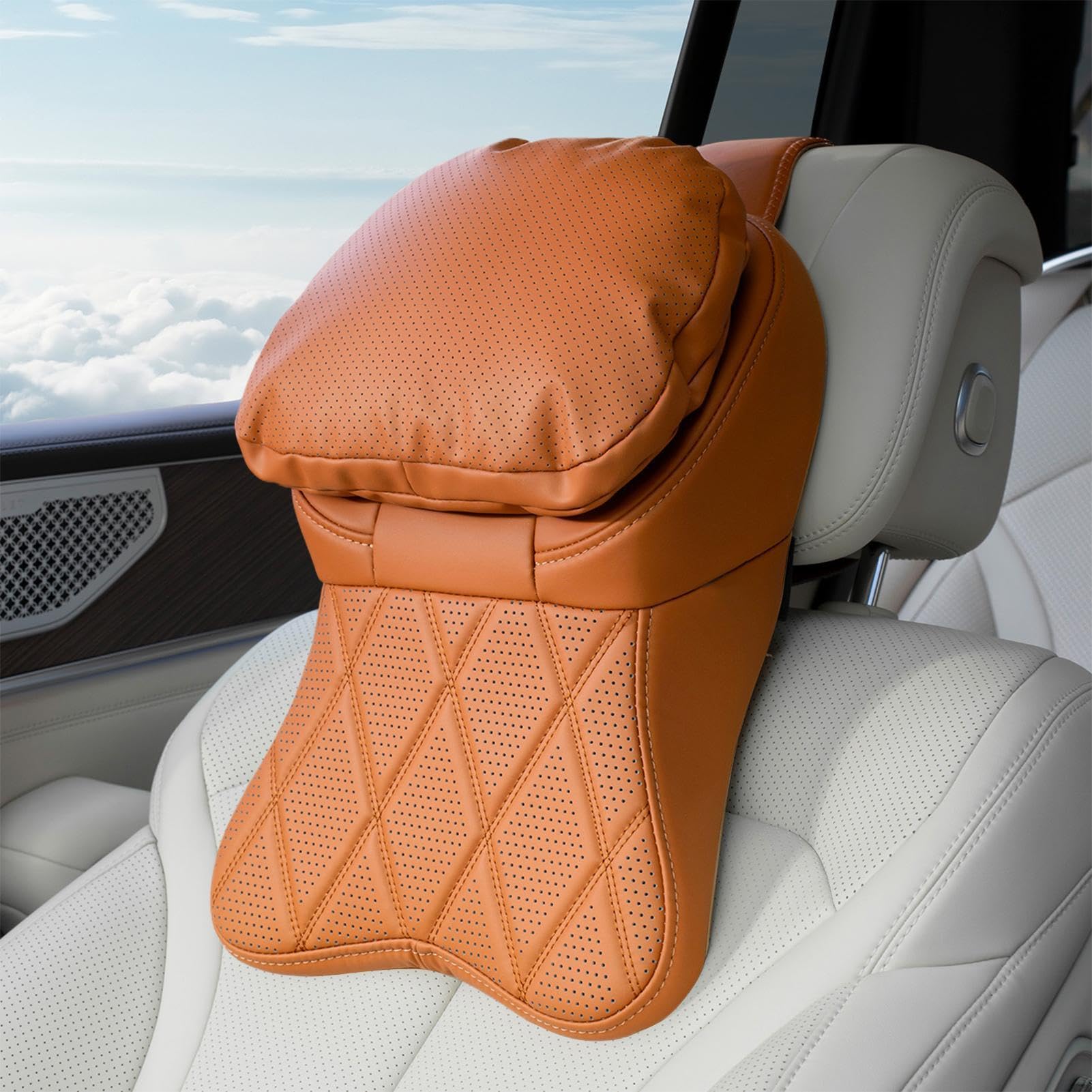 Oreiller De Nuque Voiture Coussin Ergonomique avec Sangle Ajustable | Oreiller Pour Voiture pour la conduite les trajets en camion en avion les déplacements