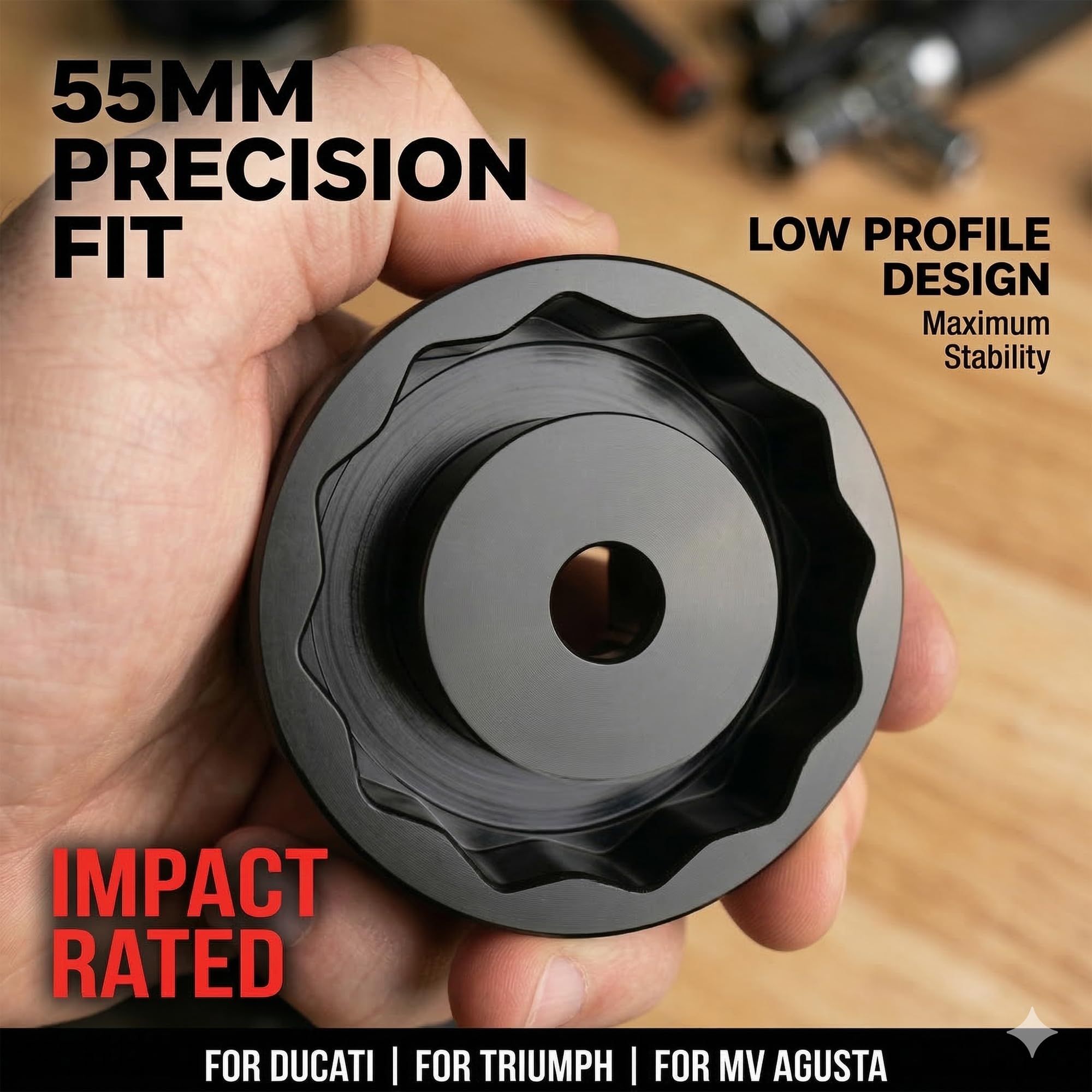 Douille 55mm Roue arrière pour Ducati et MV Agusta | Outil écrou axe arrière Profil Bas | Compatible Panigale V4, Diavel, Brutale, Dragster, Multistrada