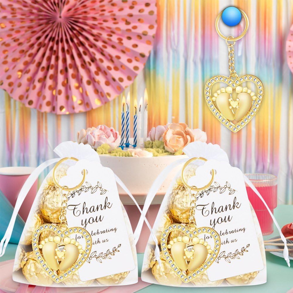 12 Pamiątek Breloczek ze stopą w kształcie serca z torebkami prezentowymi na wieczór panieński i upominki na imprezy Baby Shower z kartą na Święto Dziękczynienia