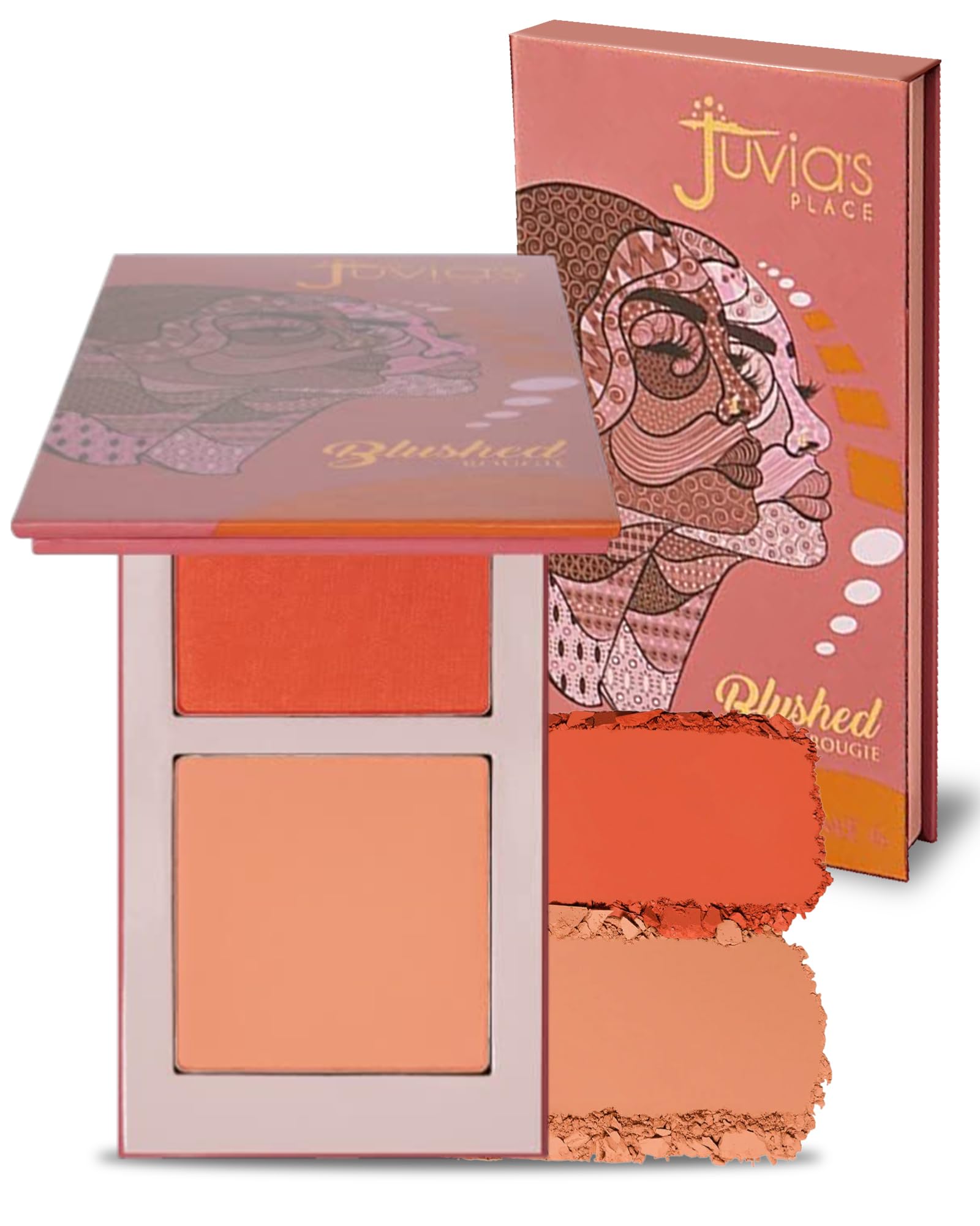 Juvia's Place Blush Pressed Powder Matte Duo Vol 6, Oranges Tones, Vegan, Cruelty Free
