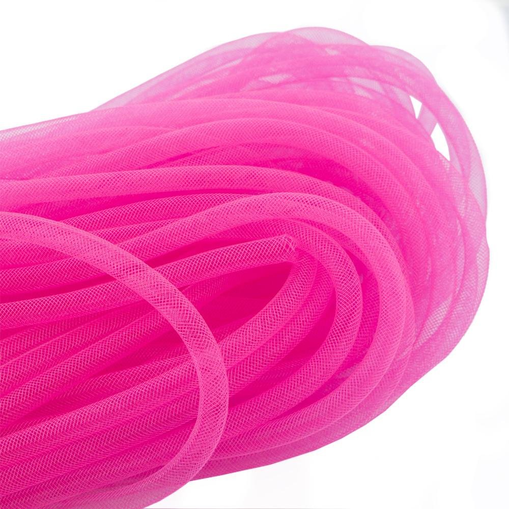 Hand Neon Pink Elastic Lightweight Millinery Tubular Crin Trim - Diameter 8 Mm, Appx 30 Meters Per Pack