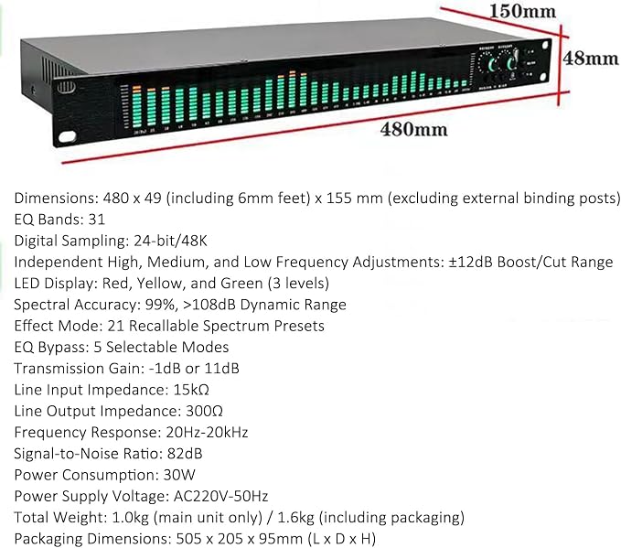 Ecualizador gráfico estéreo digital 31 bandas miniatura 5