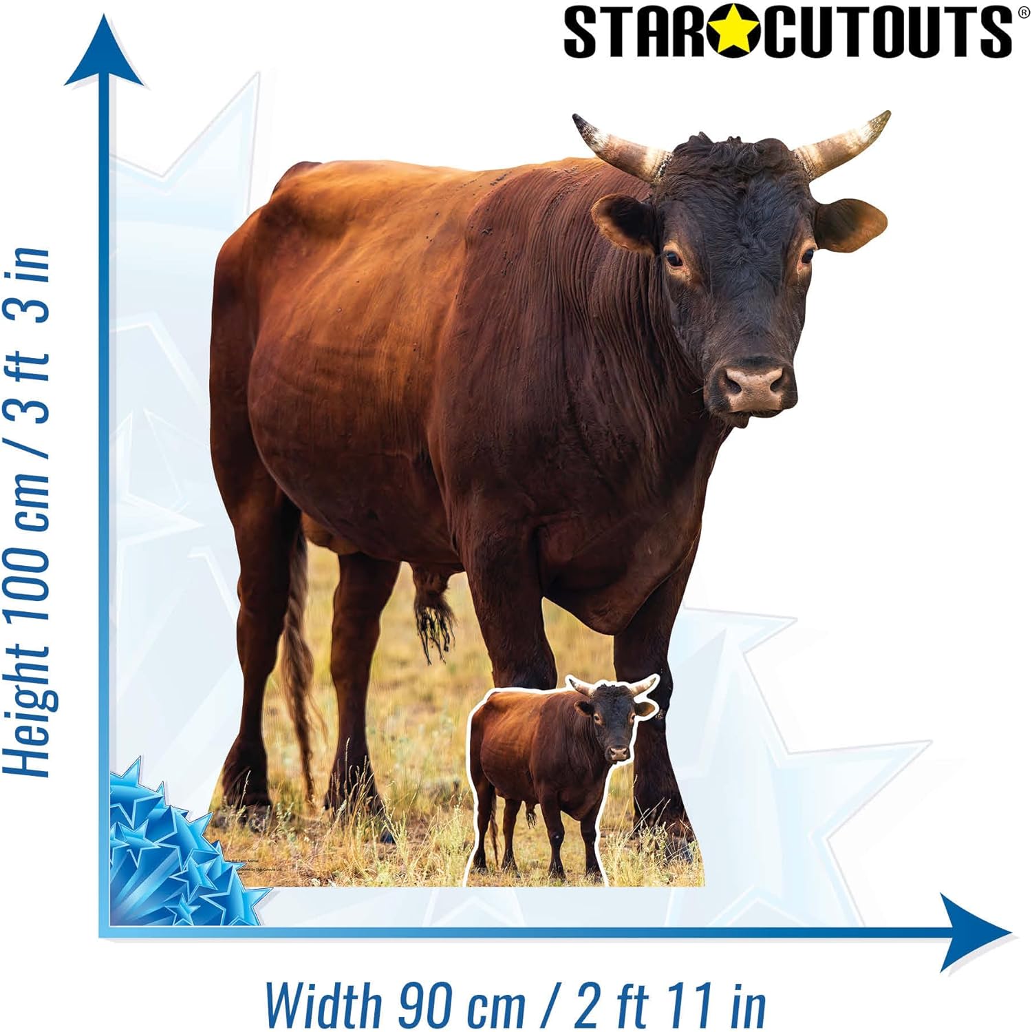 Star Cutouts SC4436 Young Bull Farm Animal Cardboard Cut Out Height 100cm - Ideal for Animal Theme, Parties, Birthdays & Fans, Room Decorations & Events