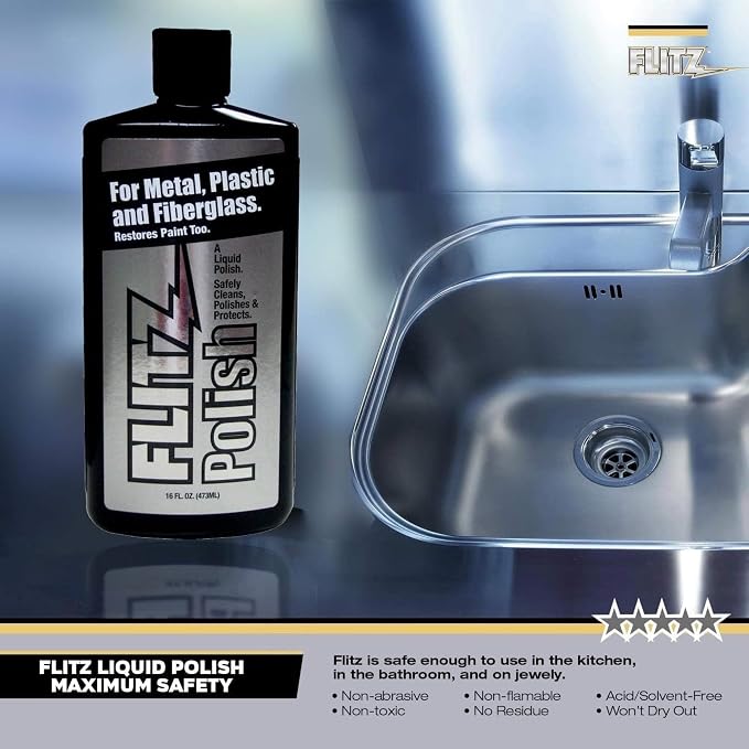 FLITZ Multi-Purpose Metal Polish Liquid y paño de microfibra miniatura 6
