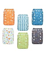 Vista 11 de ALVABABY Pañales de tela para recién nacidos, bolsillo para menos de 12 libras, pañal de tela 6 piezas con 12 insertos 6SVB03