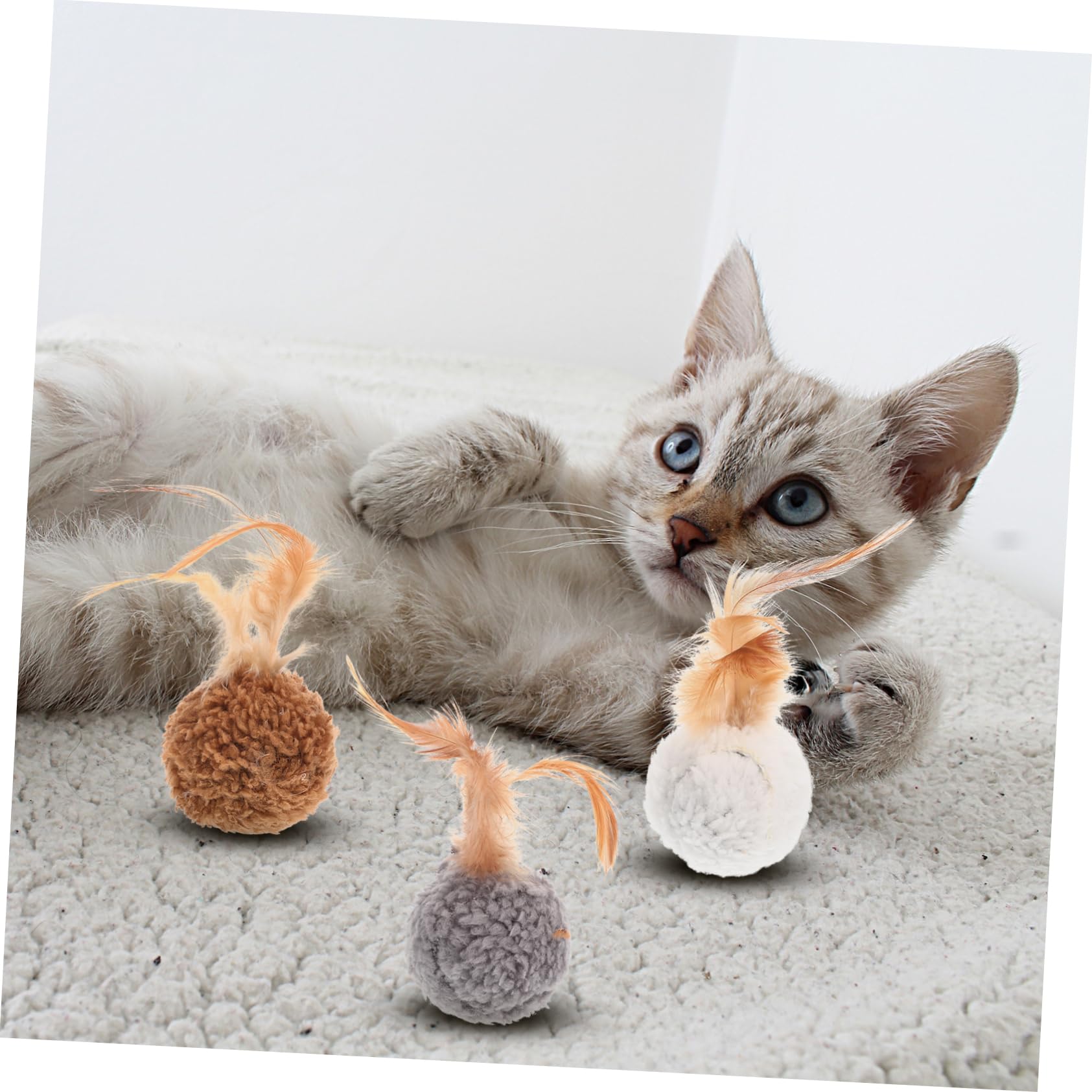 minkissy 27stücke Katzenbälle Mit Federn Und Lustige Und Strapazierfähige Spielzeuge Für Katzen Für Interaktives Stärkung Bindung Ihnen Und Ihrem