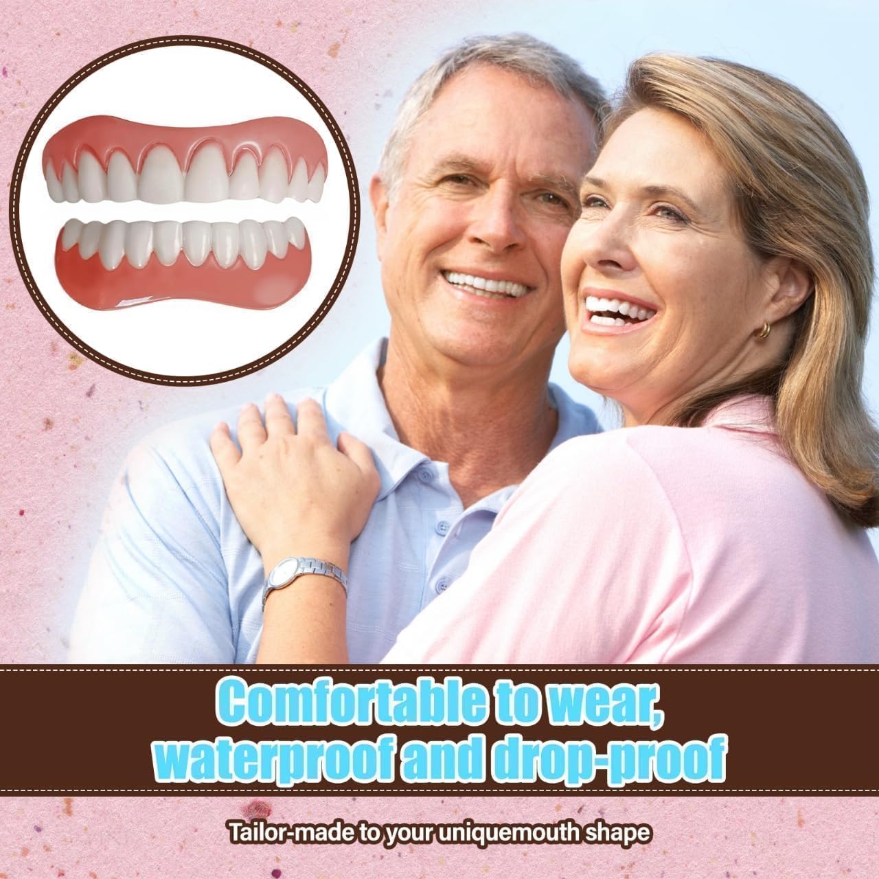 Snap on Veneers Teeth for Women and Men, Temporary Dentures False Teeth, Nature and Comfortable