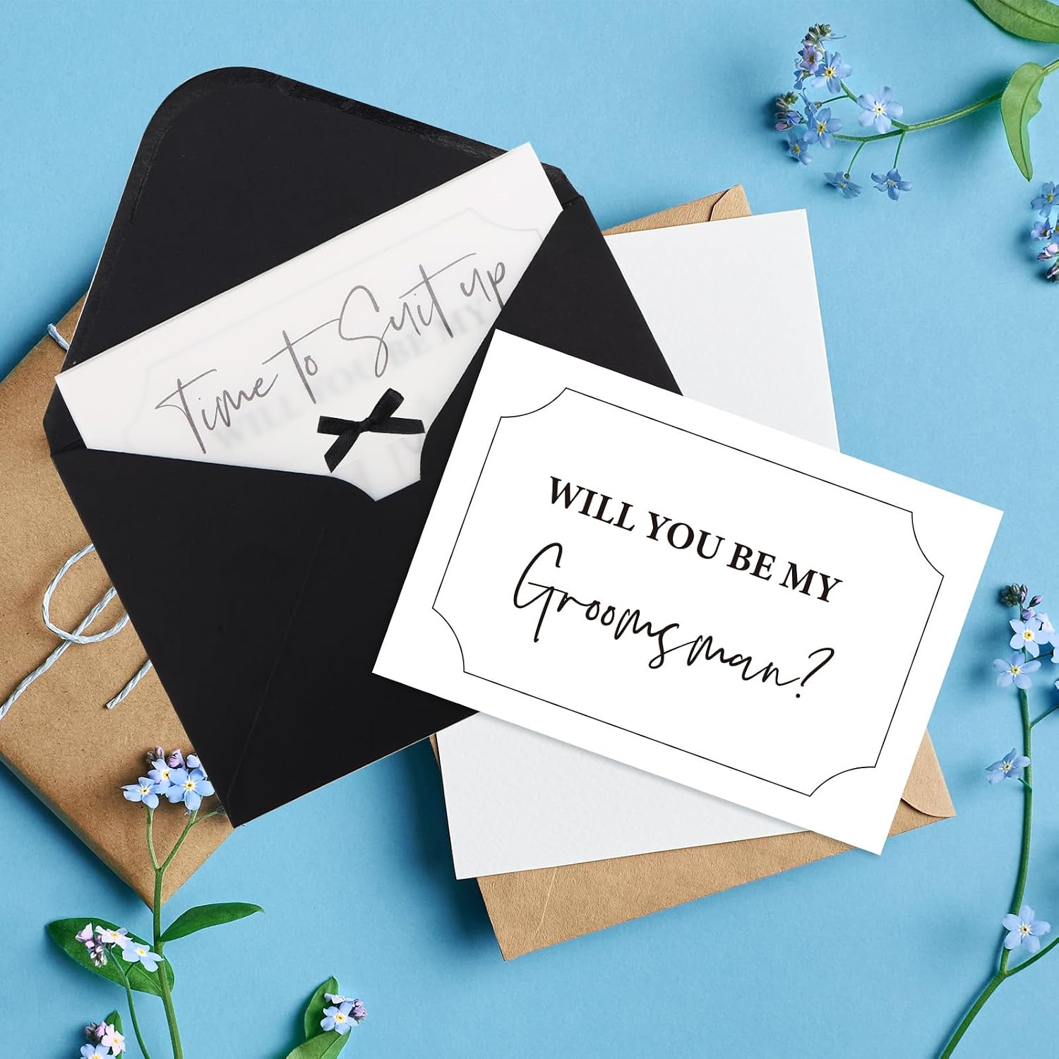 12 Sets Groomsmen Proposal Cards with Wedding Date Card Envelope