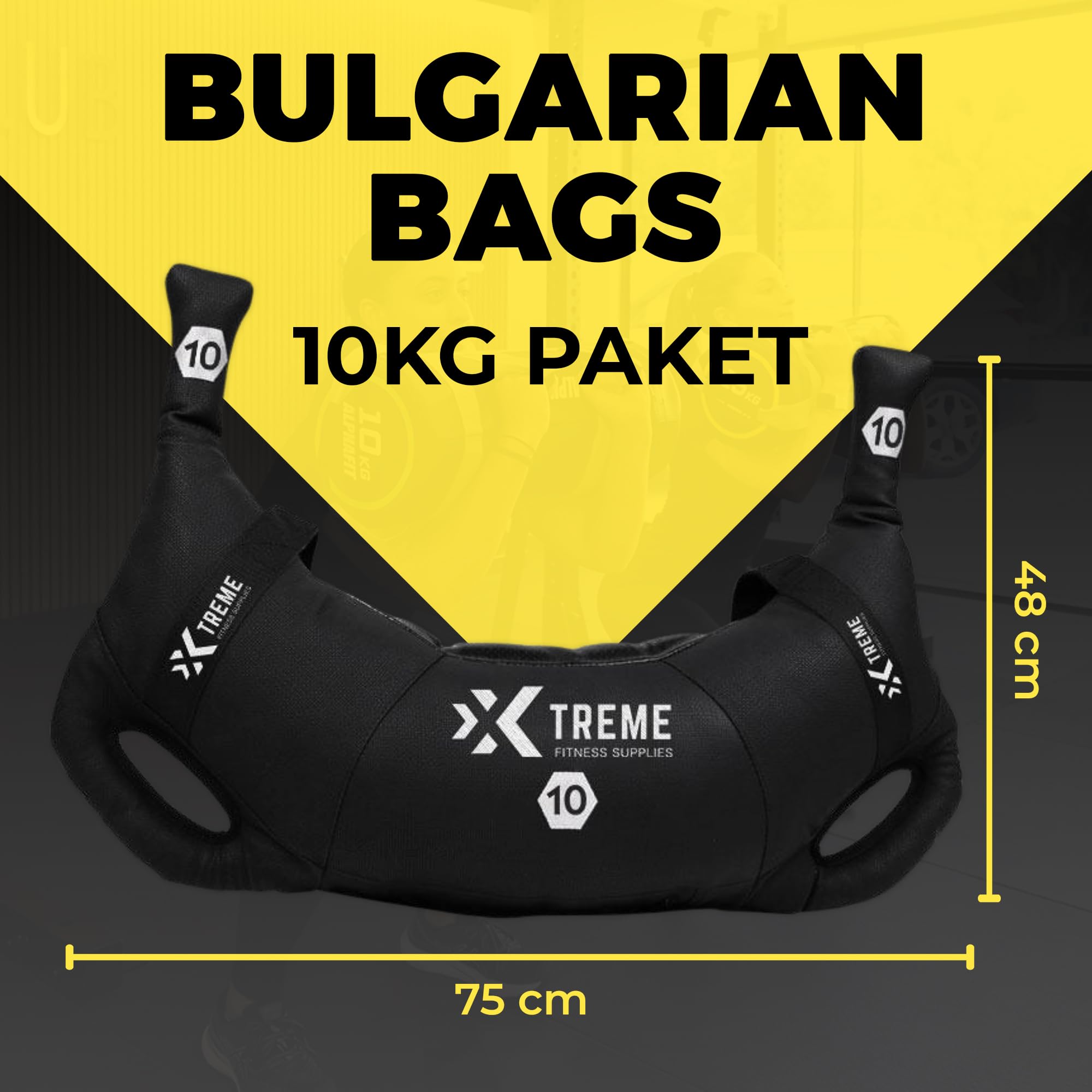 Bulgarian Bag 5-25Kg, Robuster PU Gewichtssack mit Multi-Griffen, Gewichte 5–25 kg, Vielseitiges Sports Bag für Kraft, Stabilität, Crossfit & Fitnessstudio