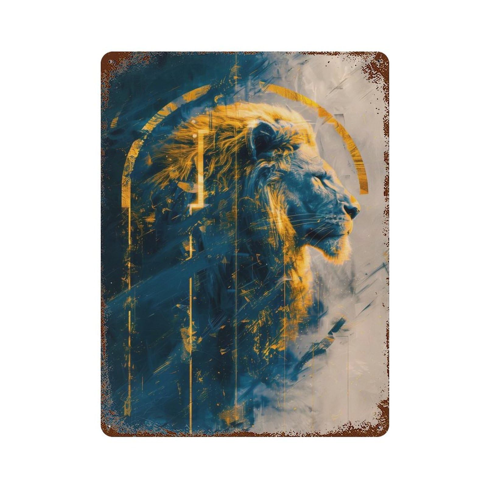 Golden Mane Decorative Tin Sign 15.7"x11.8", Ideal for Garage, Bar And Workshop Decor