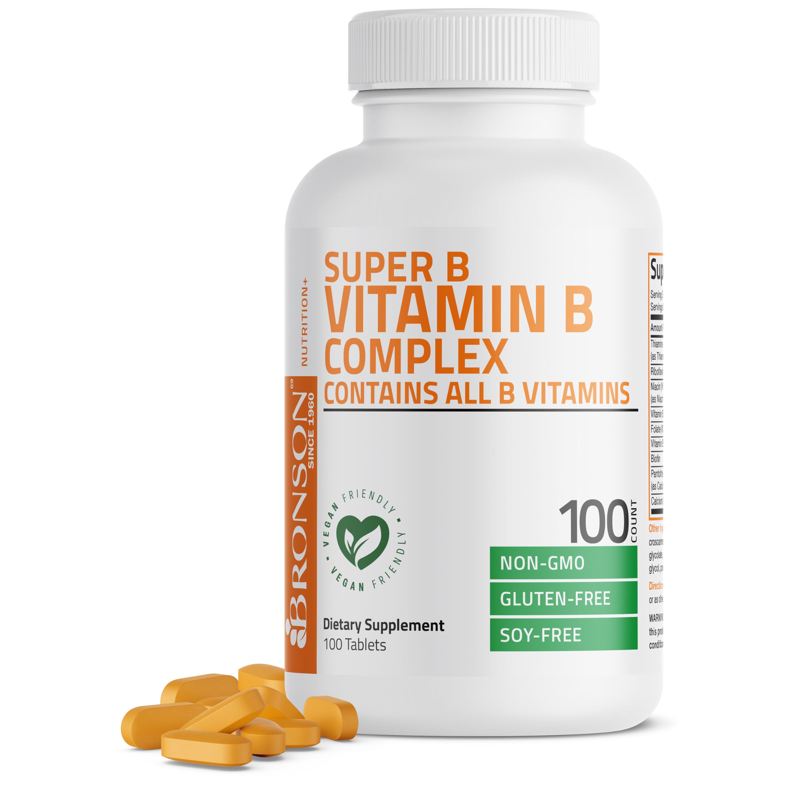Vitamin B Complex (Vitamin B1, B2, B3, B6, B9 - Folic Acid, B12), 100 Tablets
