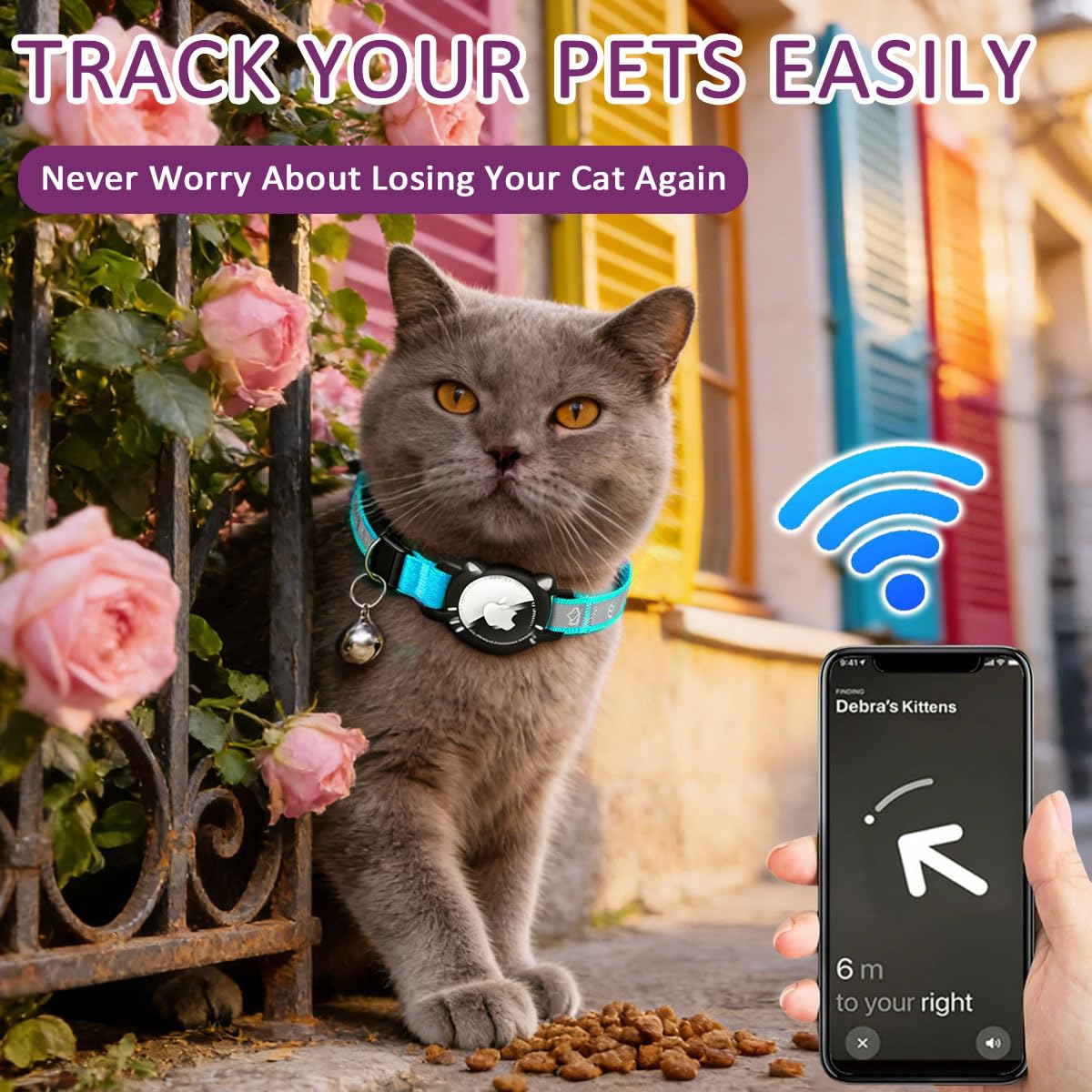 Riflettente Collare Gatti Compatibile con Apple Airtag Collare Air Tag Gatto con Fibbia di Sicurezza per Gattini, Air Tag GPS Non Incluso
