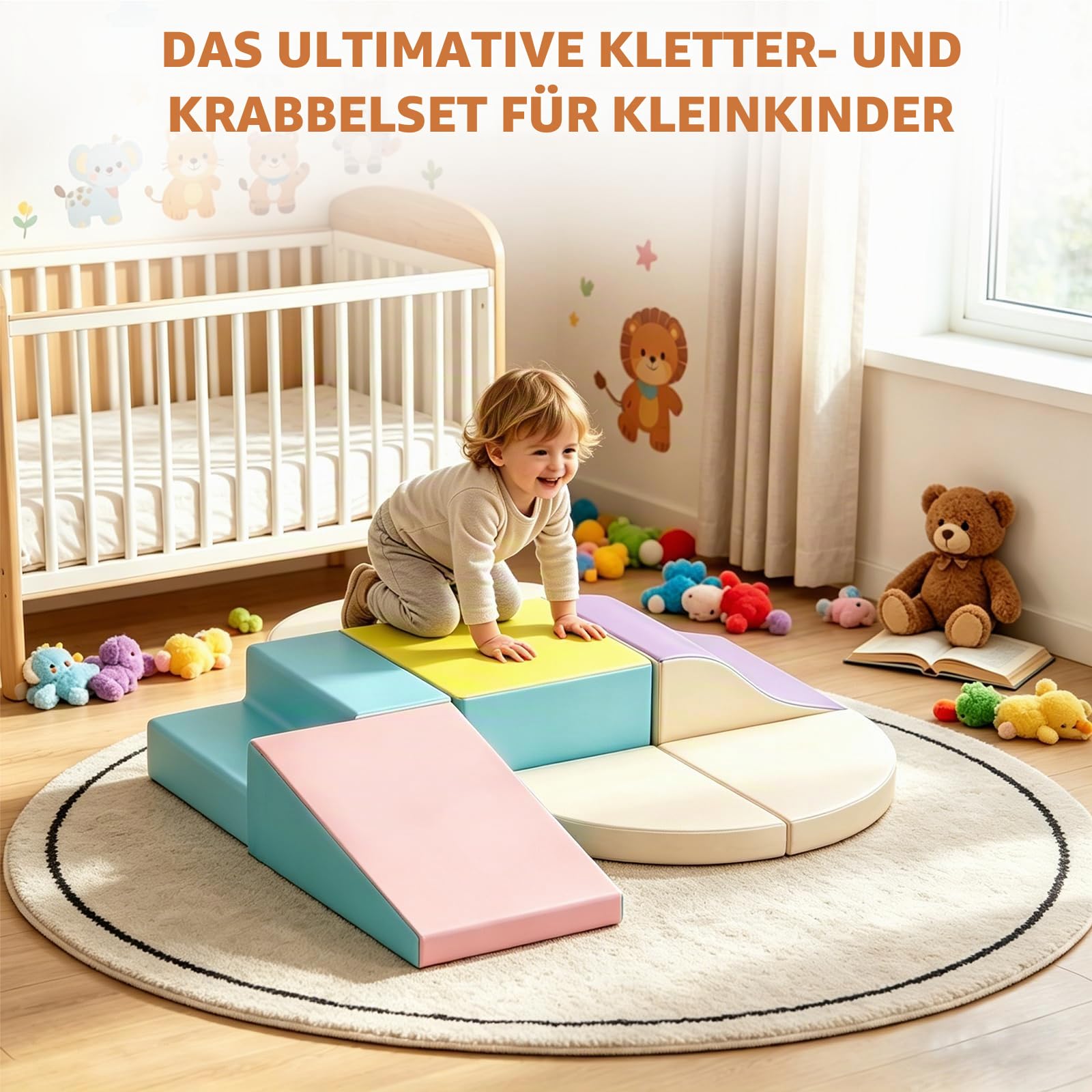 Softbausteine 6er-Set Schaumstoff Bausteine Riesenbausteine Bauklötze Bauspielzeug Schaumstoffblöcke für 1-3 Jahre alt Kinder Kunstleder EPE(JM3241)