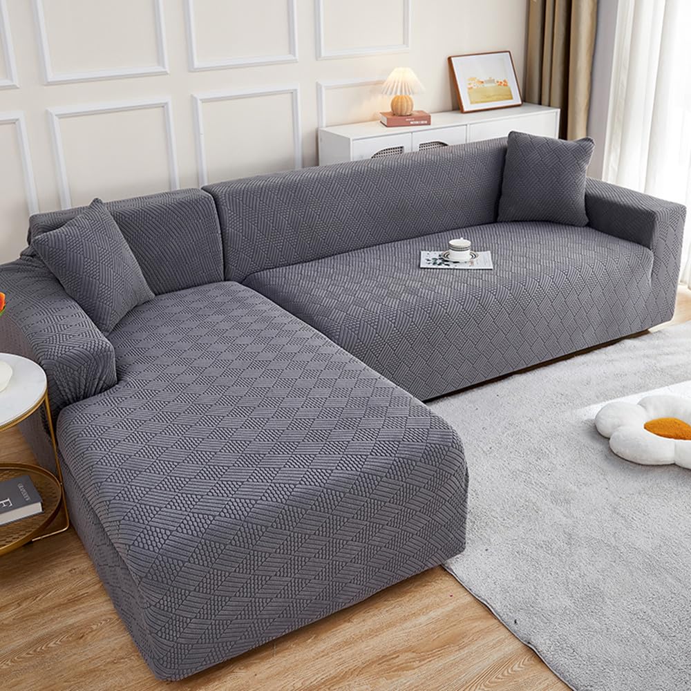 Housse de canapé d'angle jacquard haut de gamme extensible