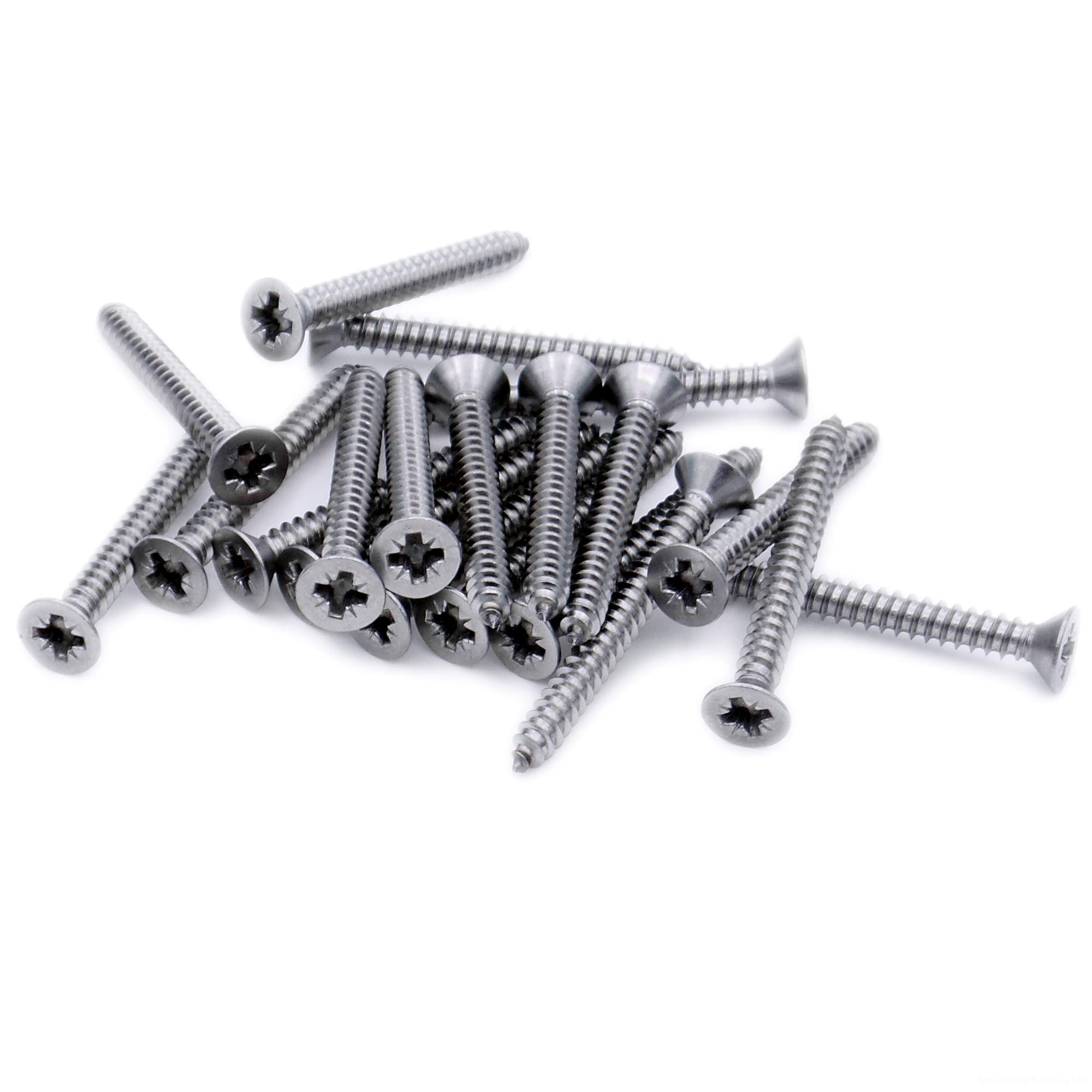 Singularity Supplies Silver No.10 X 1.75 (4.8Mm X 45Mm) Pozi Countersunk Self-Tapping Screw - Stainless Steel (A2) (Pack Of 20)