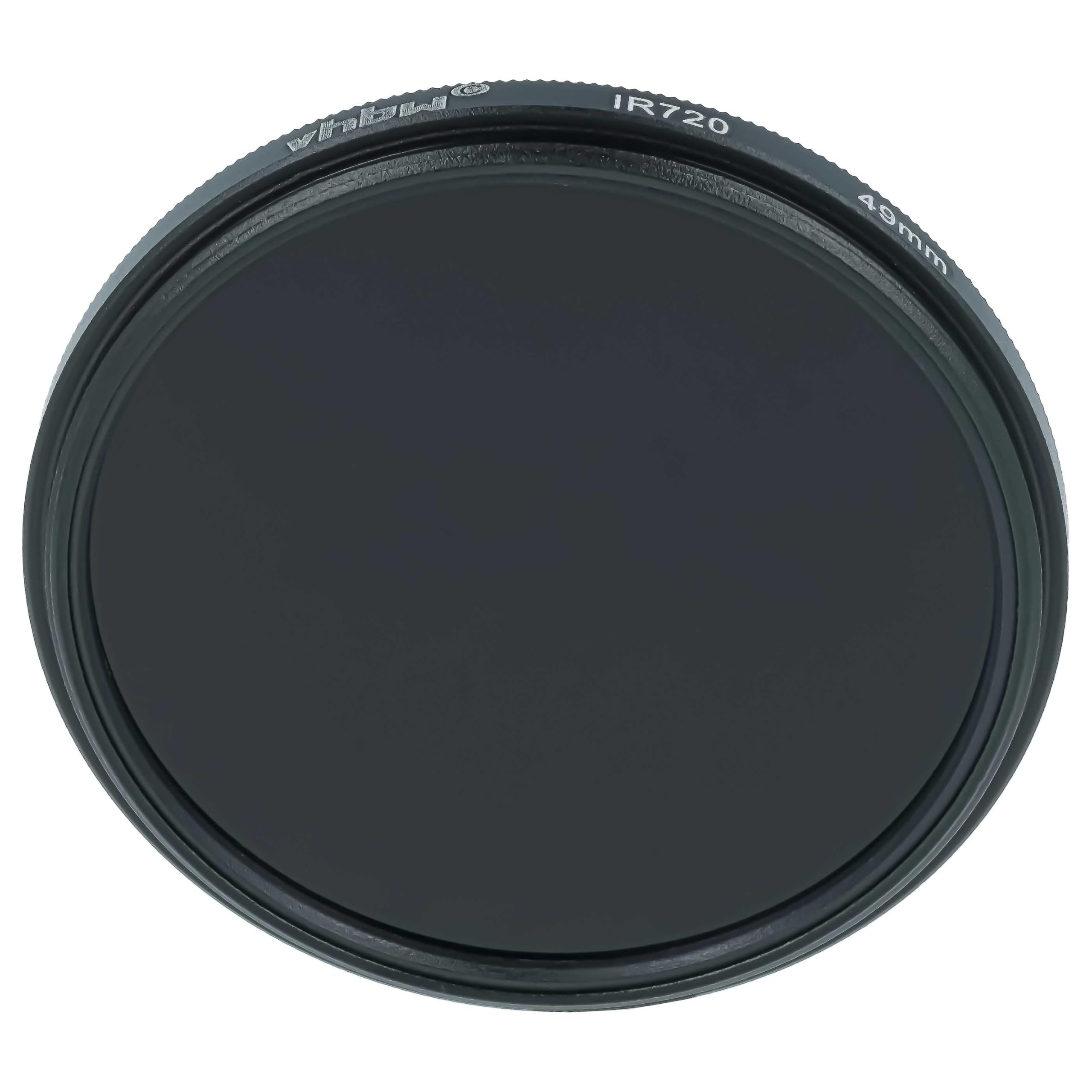 vhbw Universal Infrarot Filter 720nm für Kamera Objektiv - Zirkularer IR-Filter, 49mm, Schwarz
