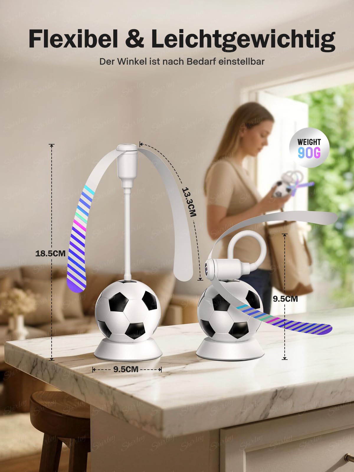 Fliegenwedler, Fliegenabwehr Tischventilator mit Haken, Soft-Stop, Tragbarer Mückenventilator& Fliegenvertreiber, Effektiver Schutz gegen Fliegen, Mücken und Wespen für Tisch,Terrasse,Restaurant,2 Stk