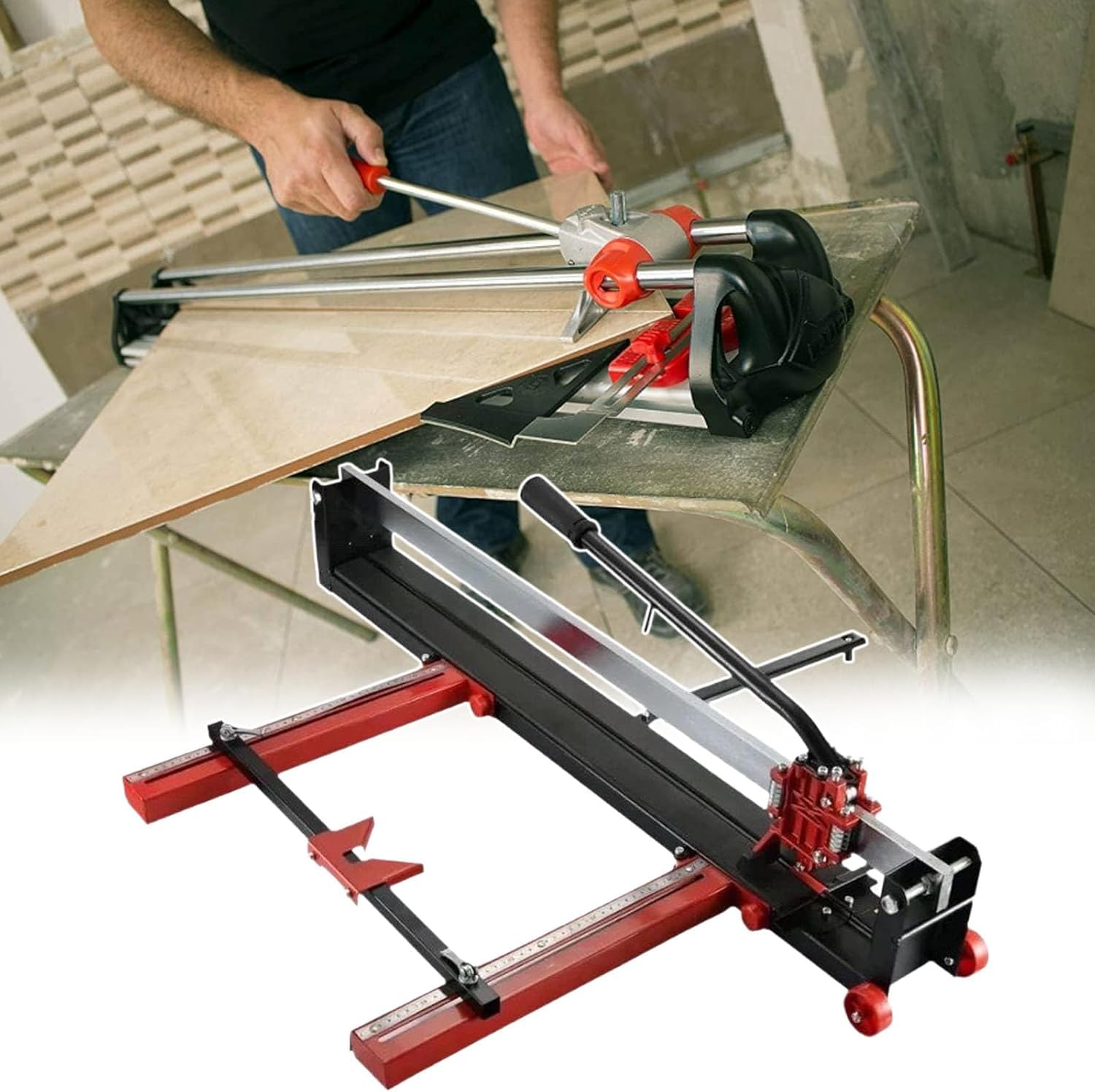 Cuchillo manual de acero para cortar azulejos, herramienta de empuje y tirar, máquina ligera de azulejos de monorraíl, proyectos ideales para el hogar