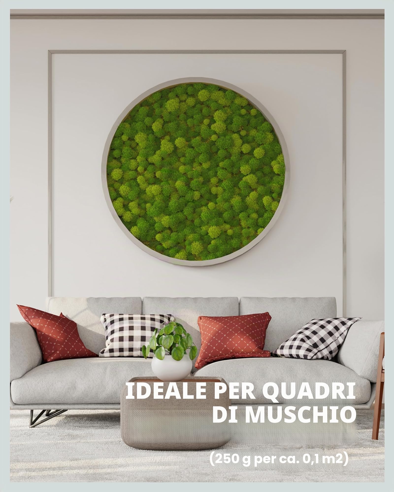 Mia Milano I Muschio Sferico Conservato Verde Chiaro I Muschio Naturale Islandese I Decorazione e Artigianato I 250 g