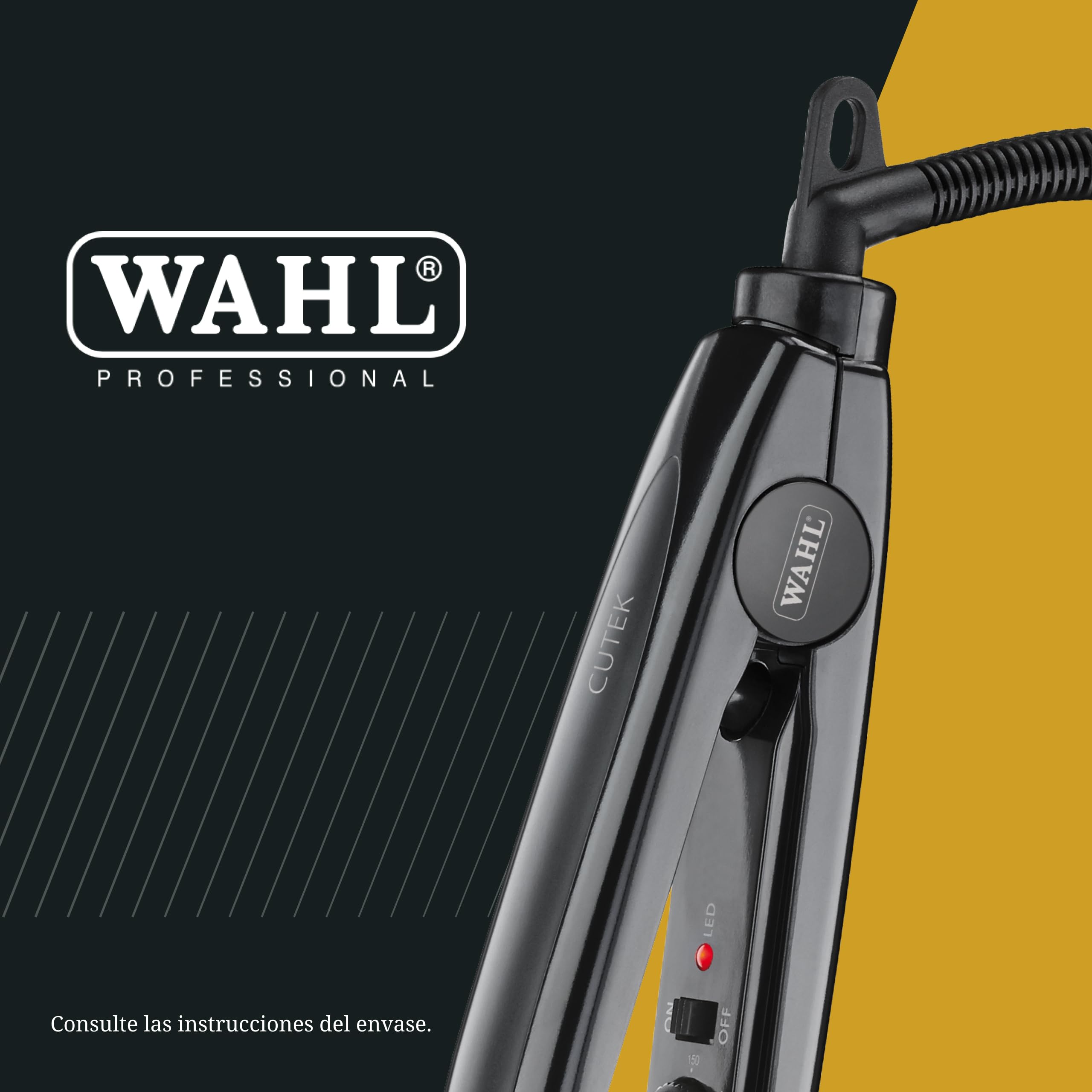 Wahl Cutek, Plancha de Pelo con Revestimiento Cerámico, 150 a 230 °C | Plancha de Pelo, Revestimiento Cerámico, Temperatura Ajustable 150 a 230 °C, Calienta en 60 Segundos, Cable Giratorio 2,8 m