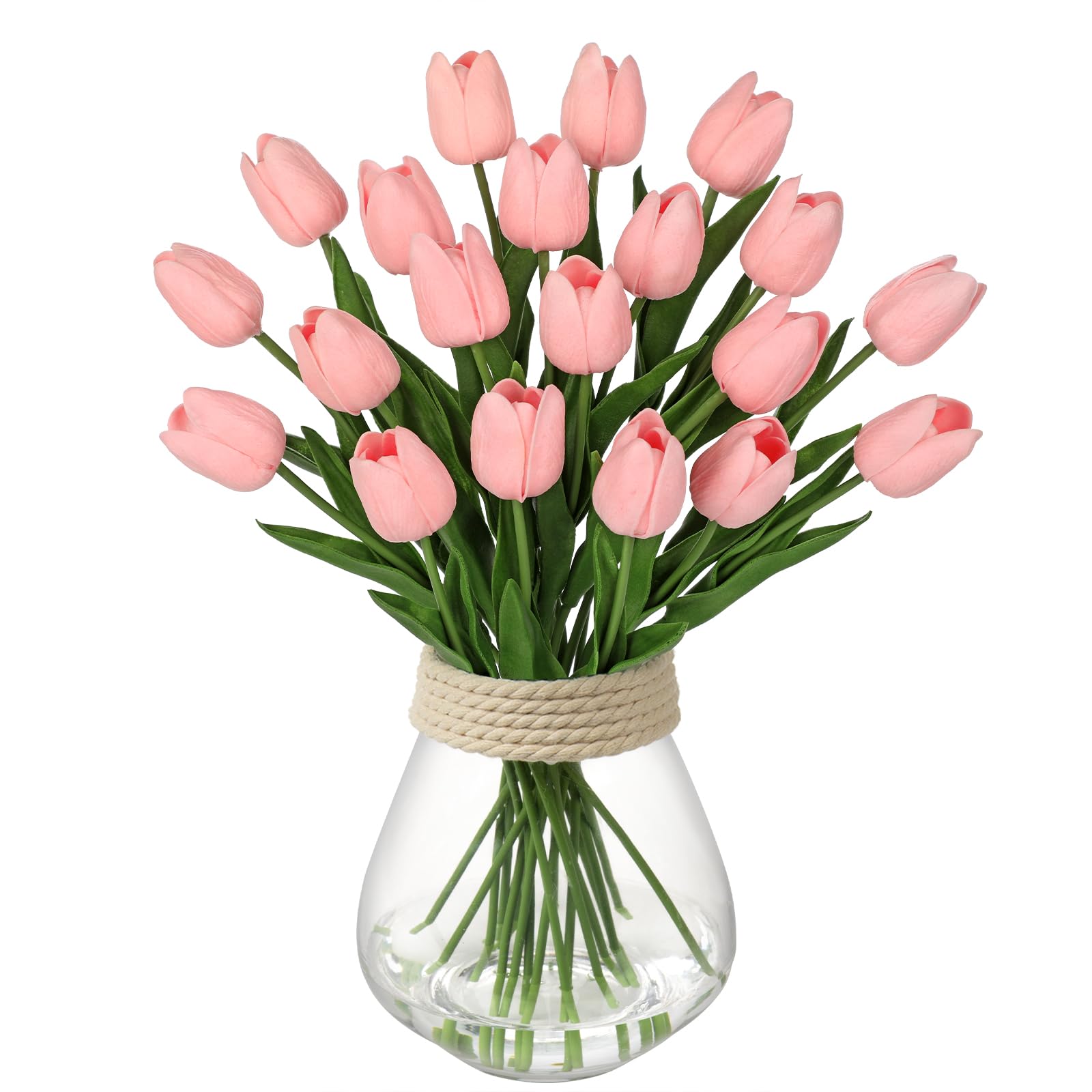 Briful 10PCS Artificial Tulips Real Touch Light Pink Artificial Flowers Bulk Fake Tulips PU Foam Material Faux Flowers Wedding Bouquet for Garden Party Home Decorations