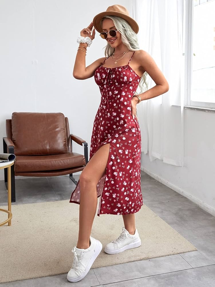 Amazon.com: Dresses for Women Allover Floral Print Ruched