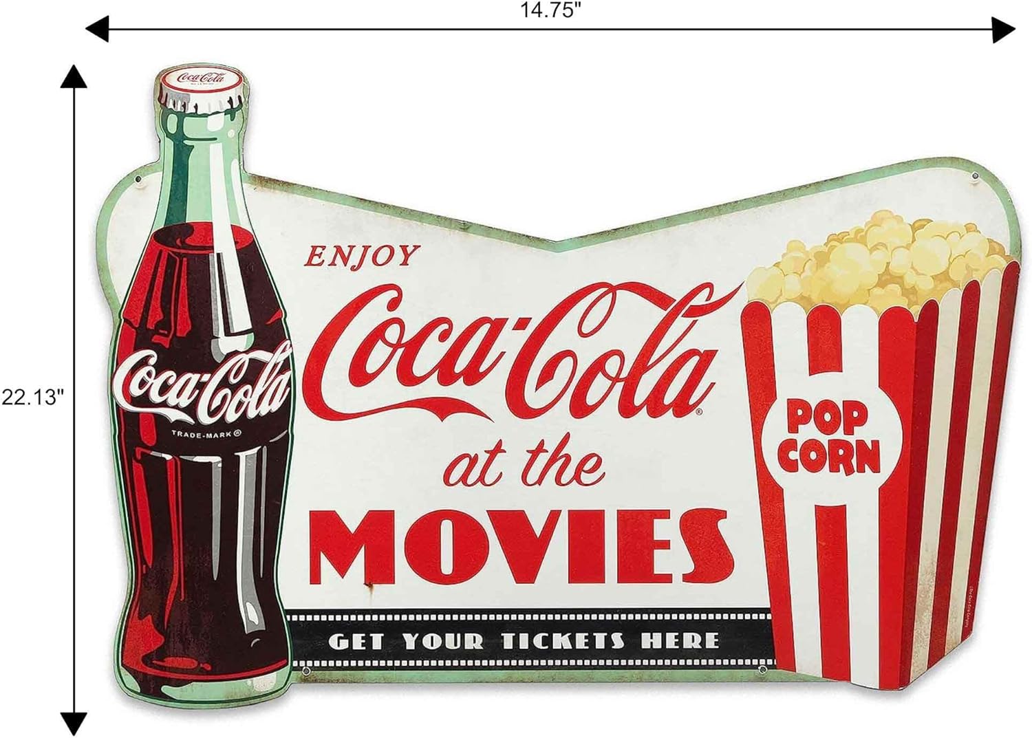 Open Road Brands Coca-Cola Movie Sign - Vintage Drink Coca-Cola Movie Wall Decor for Theater Room, Basement or Living Room