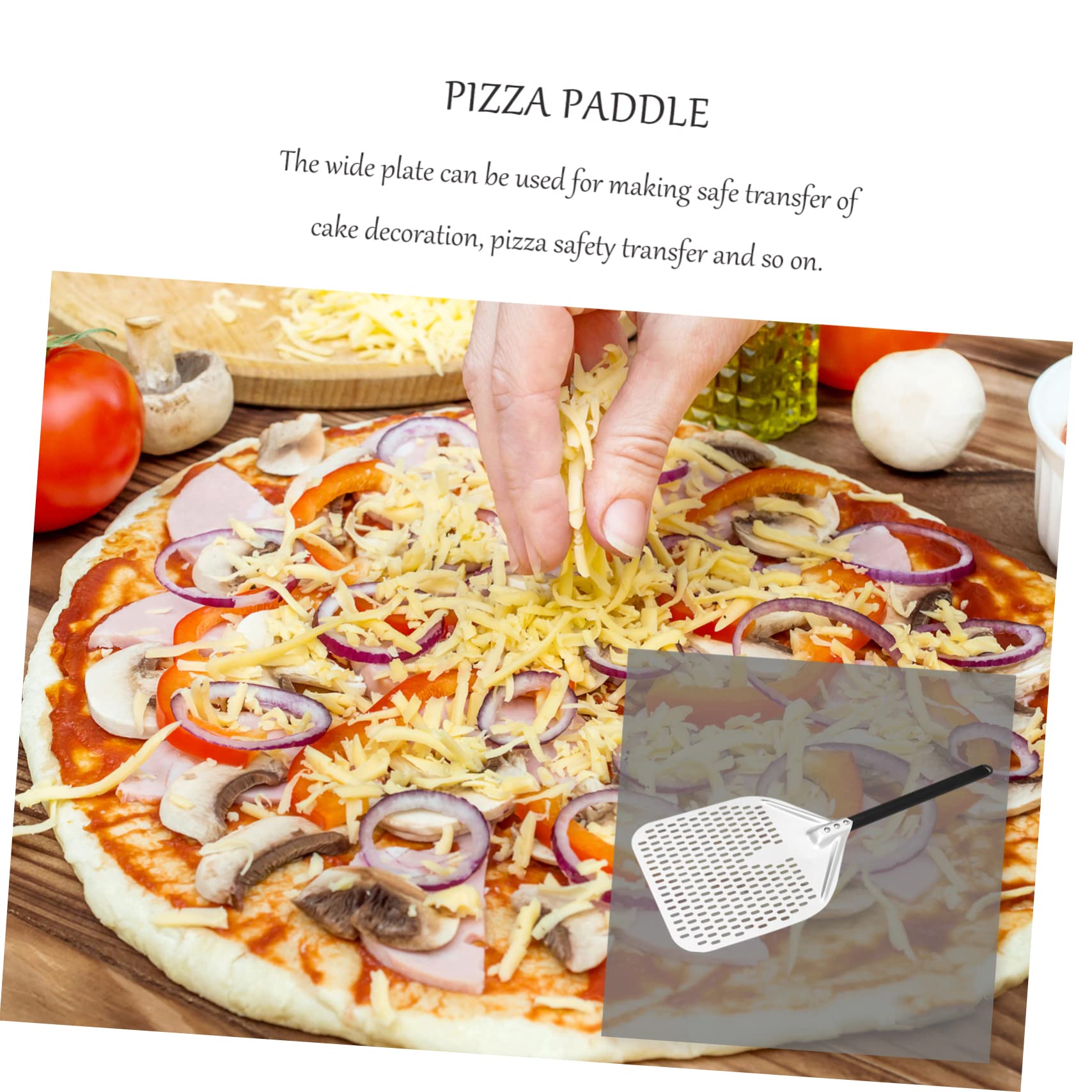 Perforierte Pizzaschaufel mit Griff für Backwerkzeug zum Heben von Pizza und Tortendekorationen Leicht zu Reinigen