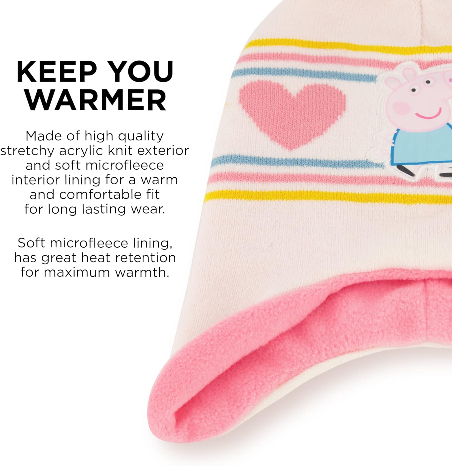 Hasbro Girls Winter Accessory Hat and Mittens Set, Peppa Pig Beanie for Toddler Ages 2-4 - Image 4